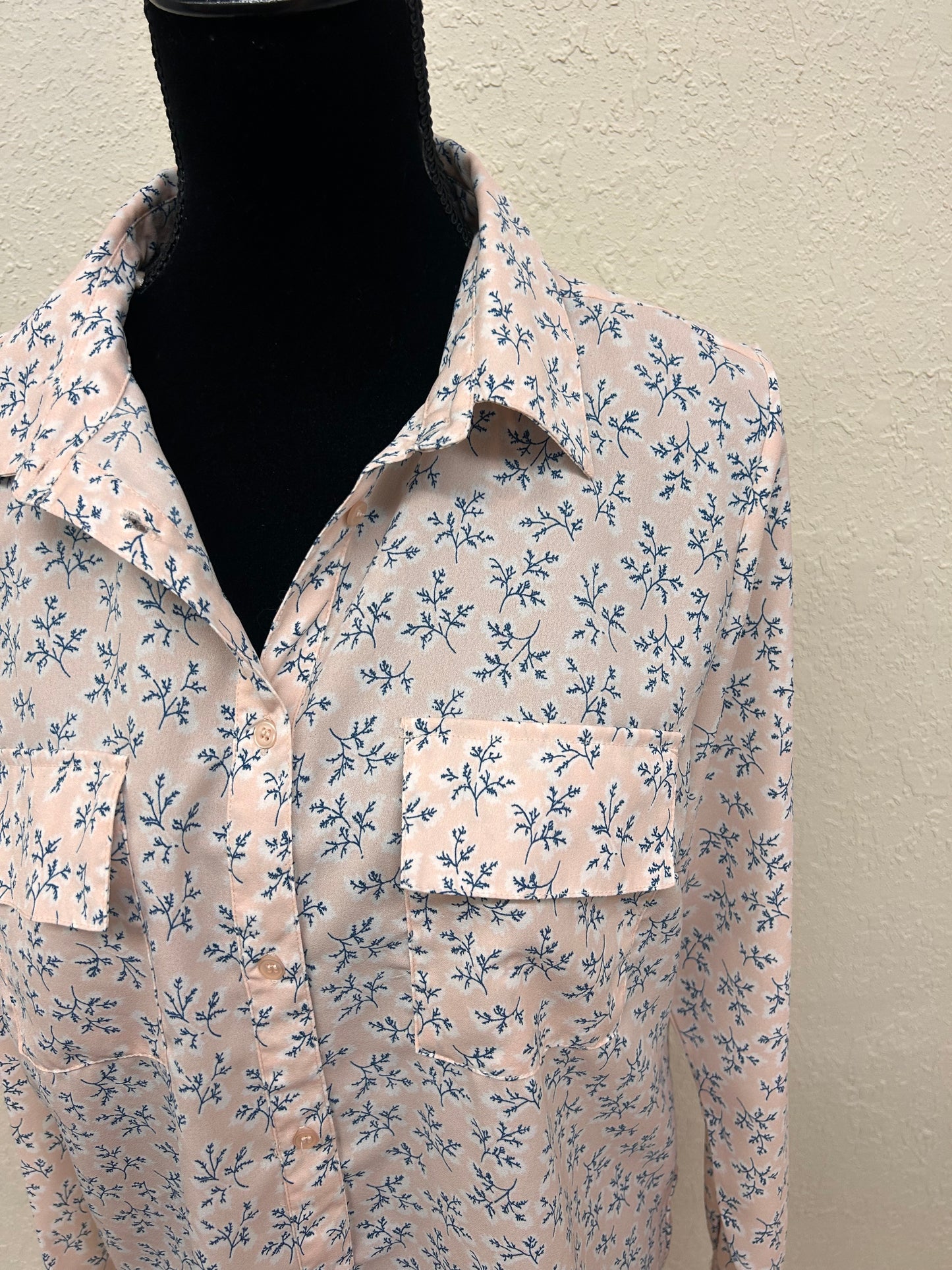 Marie gauge Large pink floral button up shirt