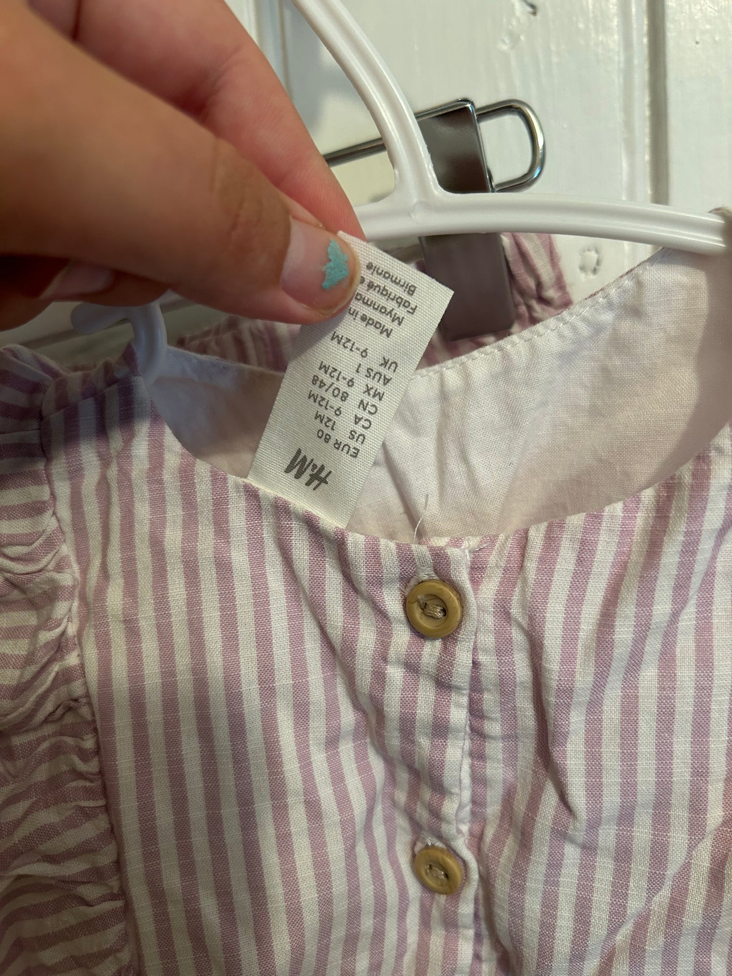 H&M 9/12m purple stripe floral set