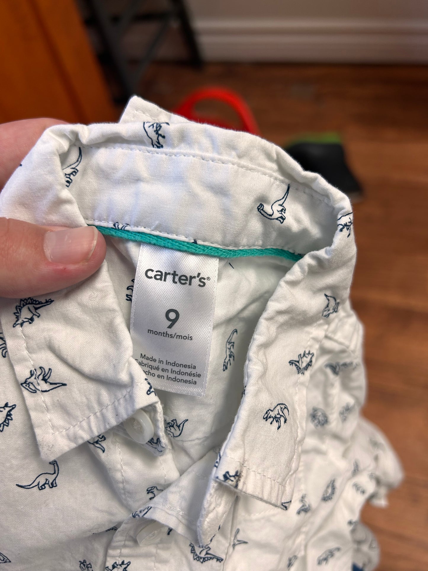 Carters 9m Dino button down shirt