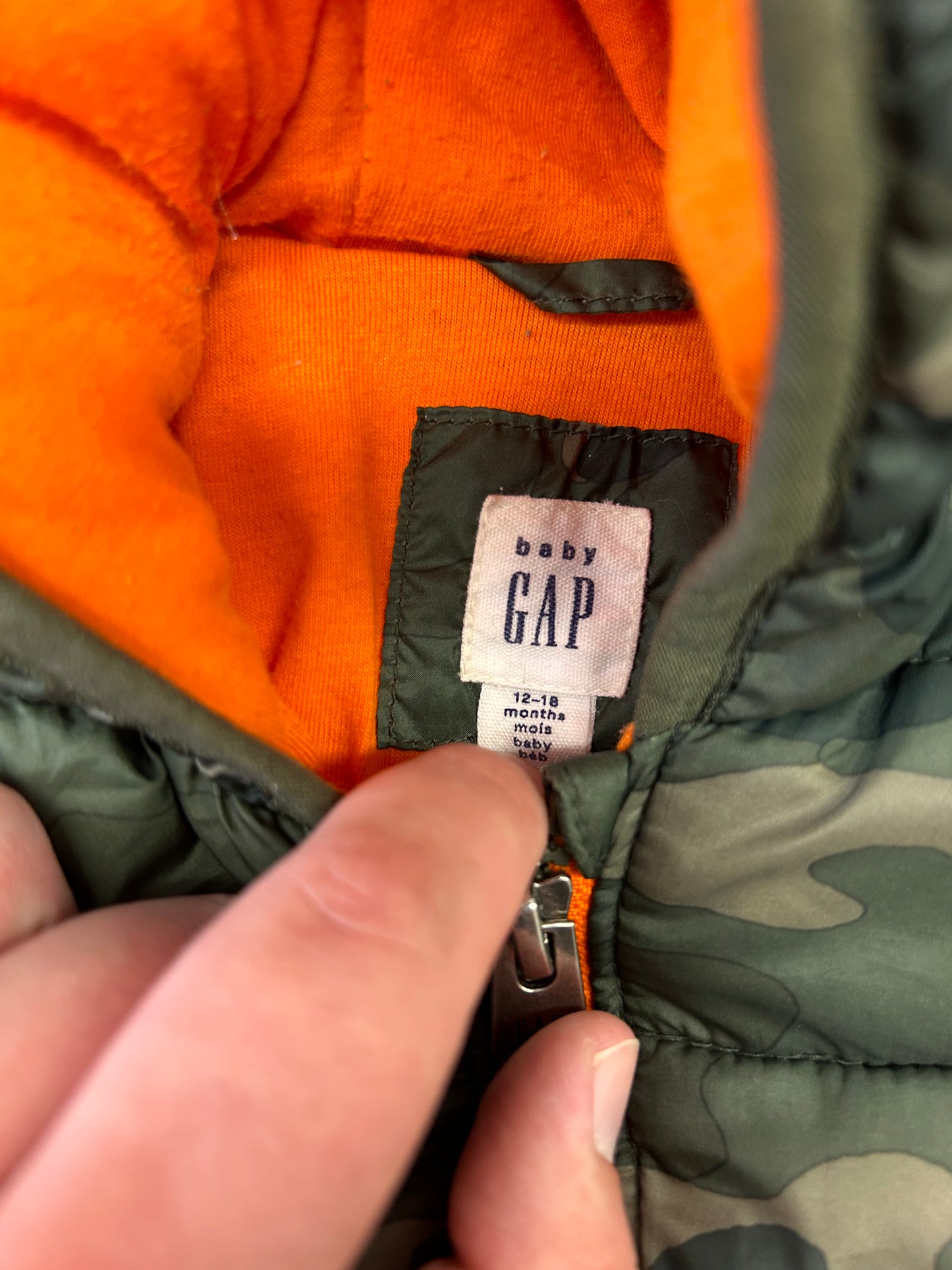 Gap 12/18m camo winter jacket