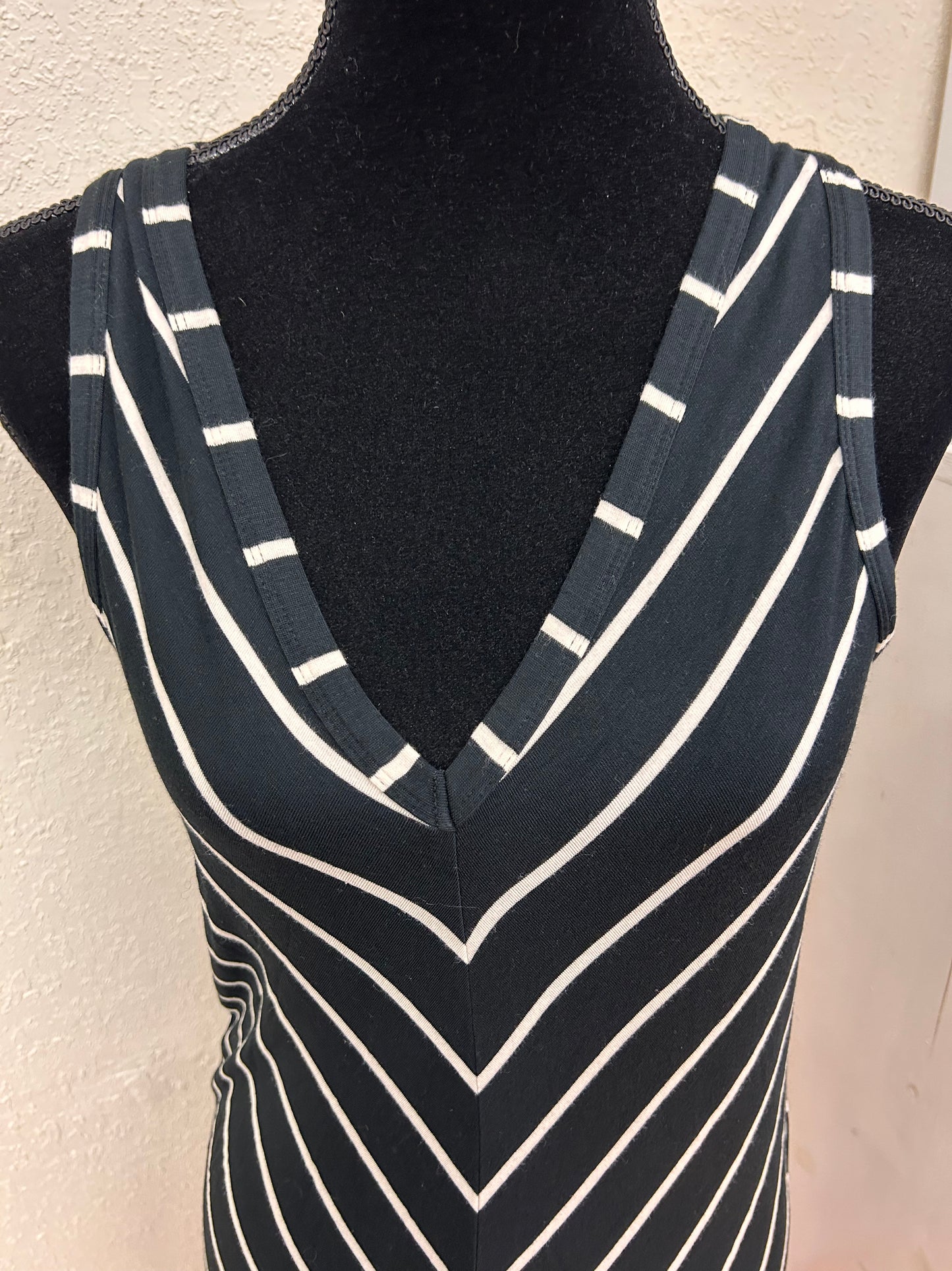 NEW guess small black striped midi dress with open back