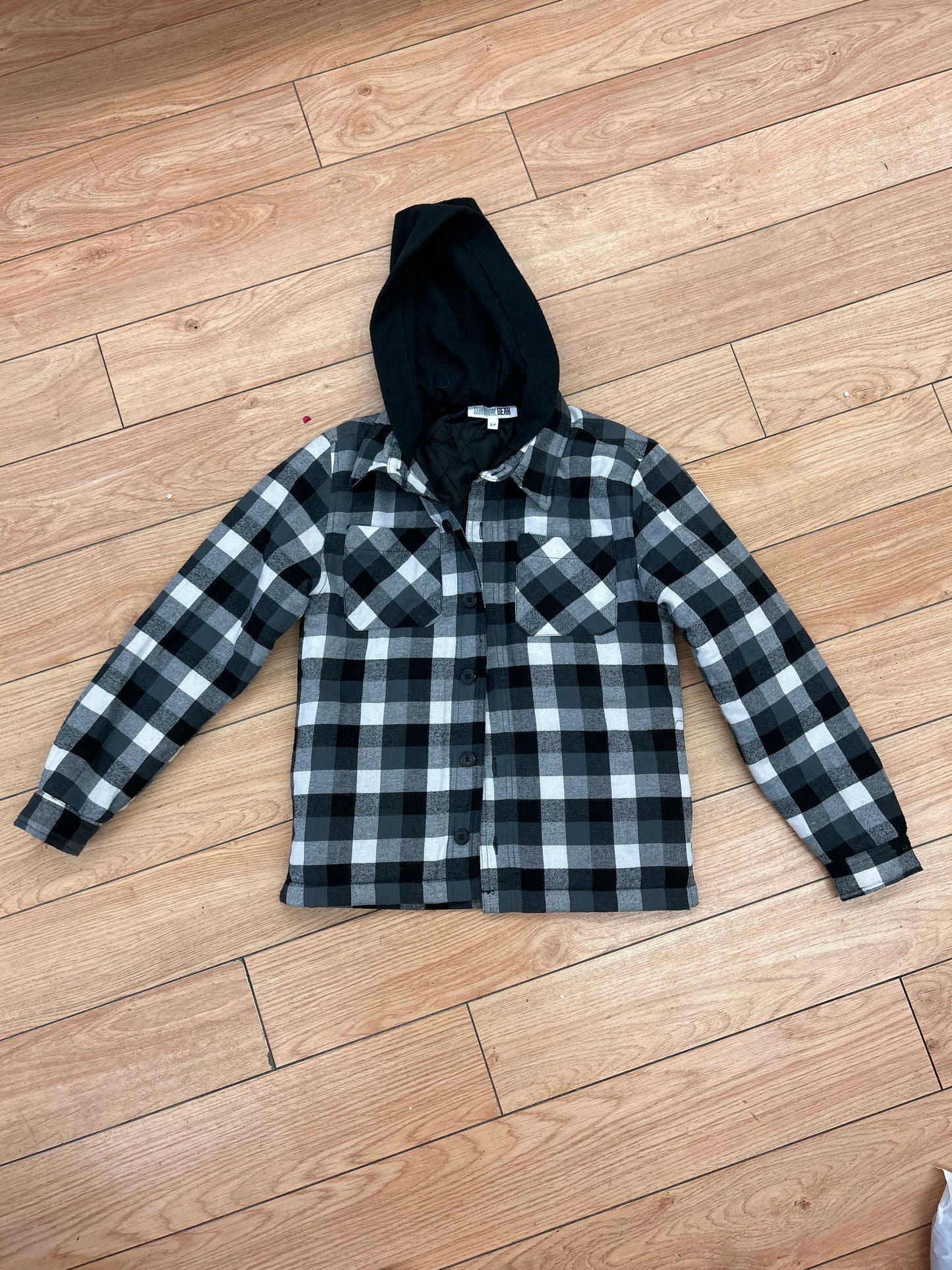 Survival gear youth small black gingham Shacket