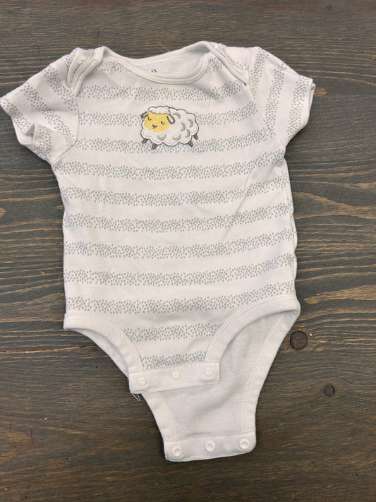 Rococo 6m white striped sheep onesie