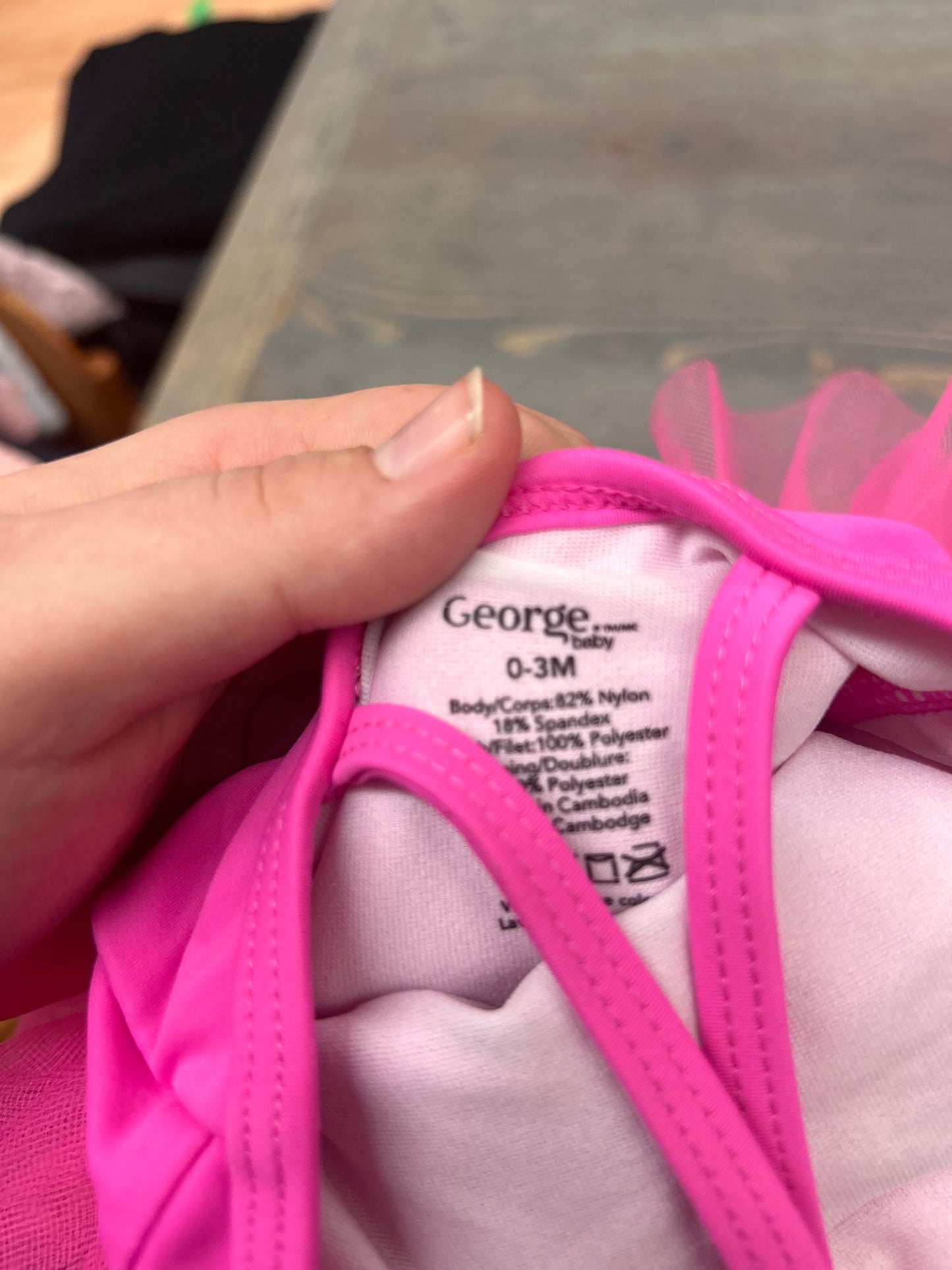 George 0/3m pink tutu swimsuit