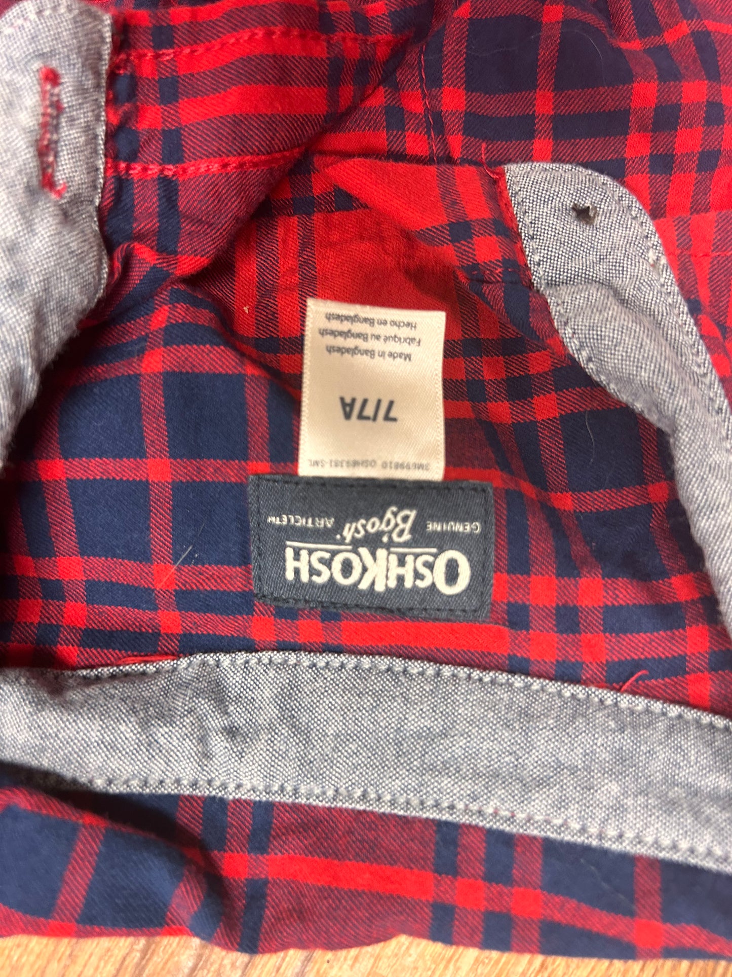 Oshkosh 7 Red Flannel