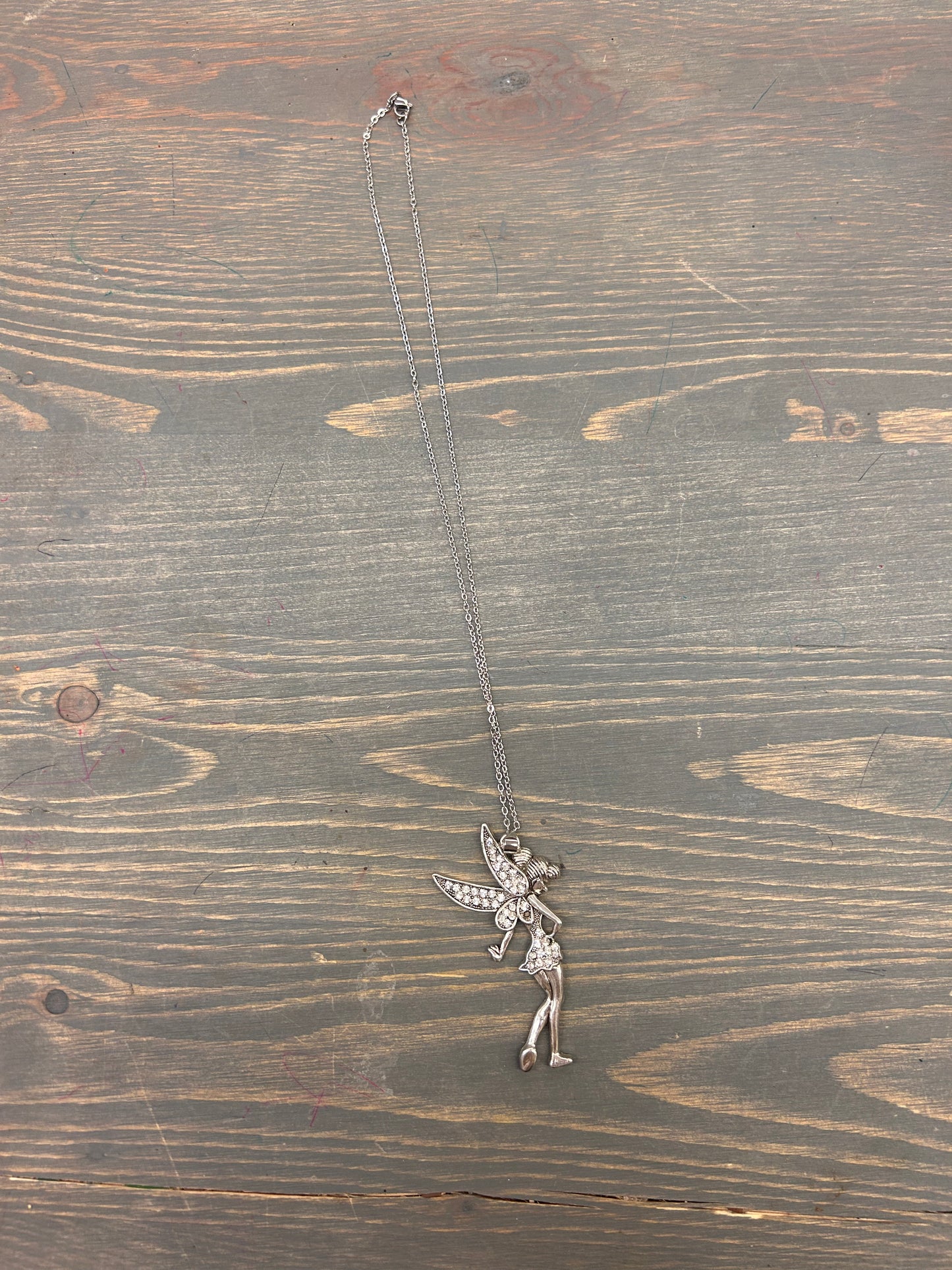 Silver tinker bell necklace