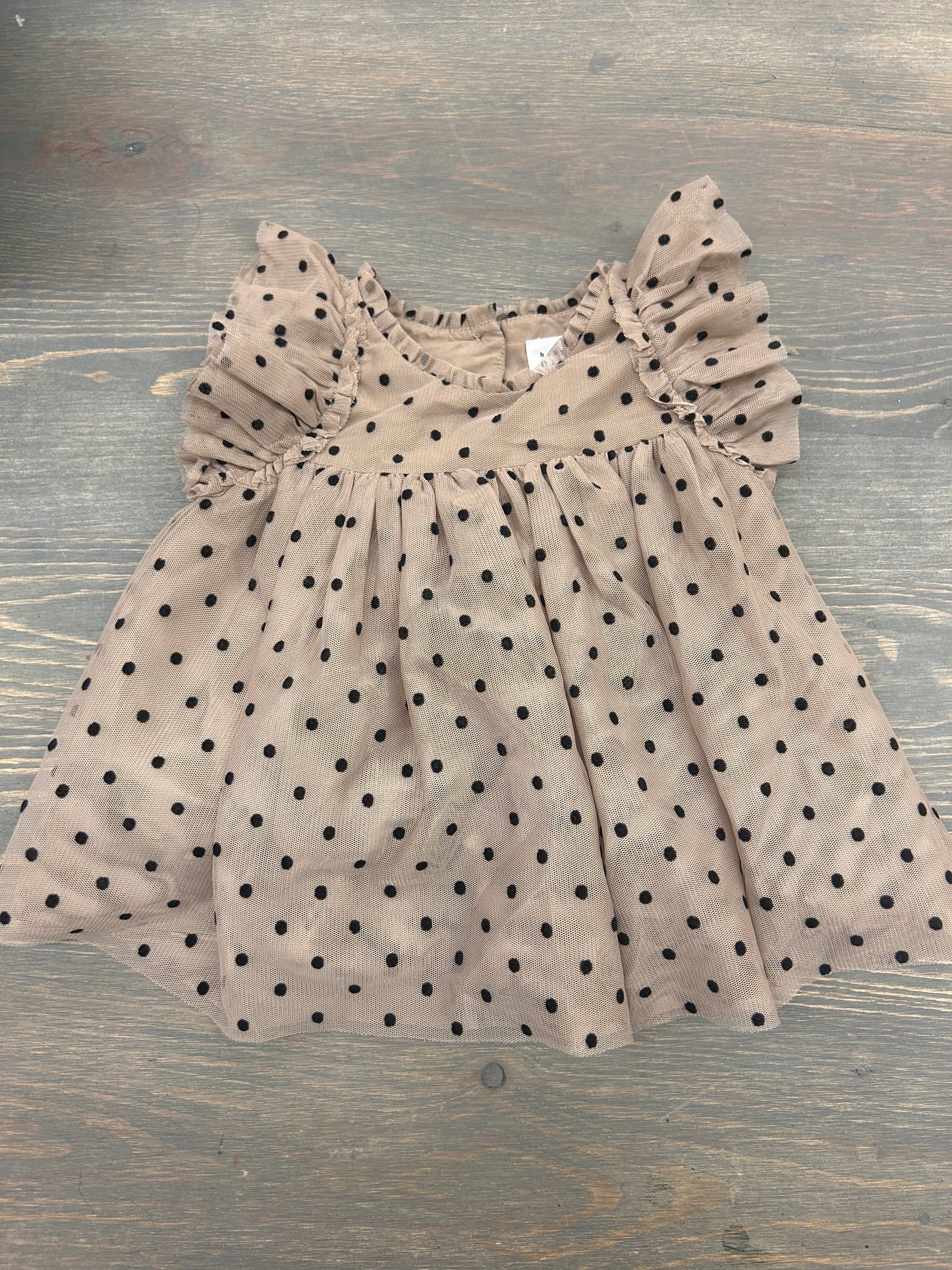 Gap 0/3m brown polka dot tulle dress