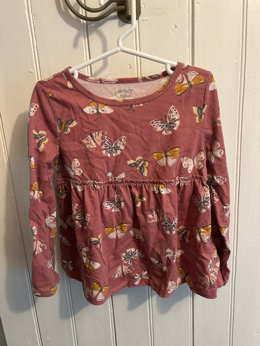 Carters 5t pink butterfly peplum top
