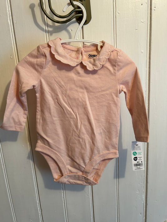 NEW Oshkosh 6m pale pink lace collard onesie