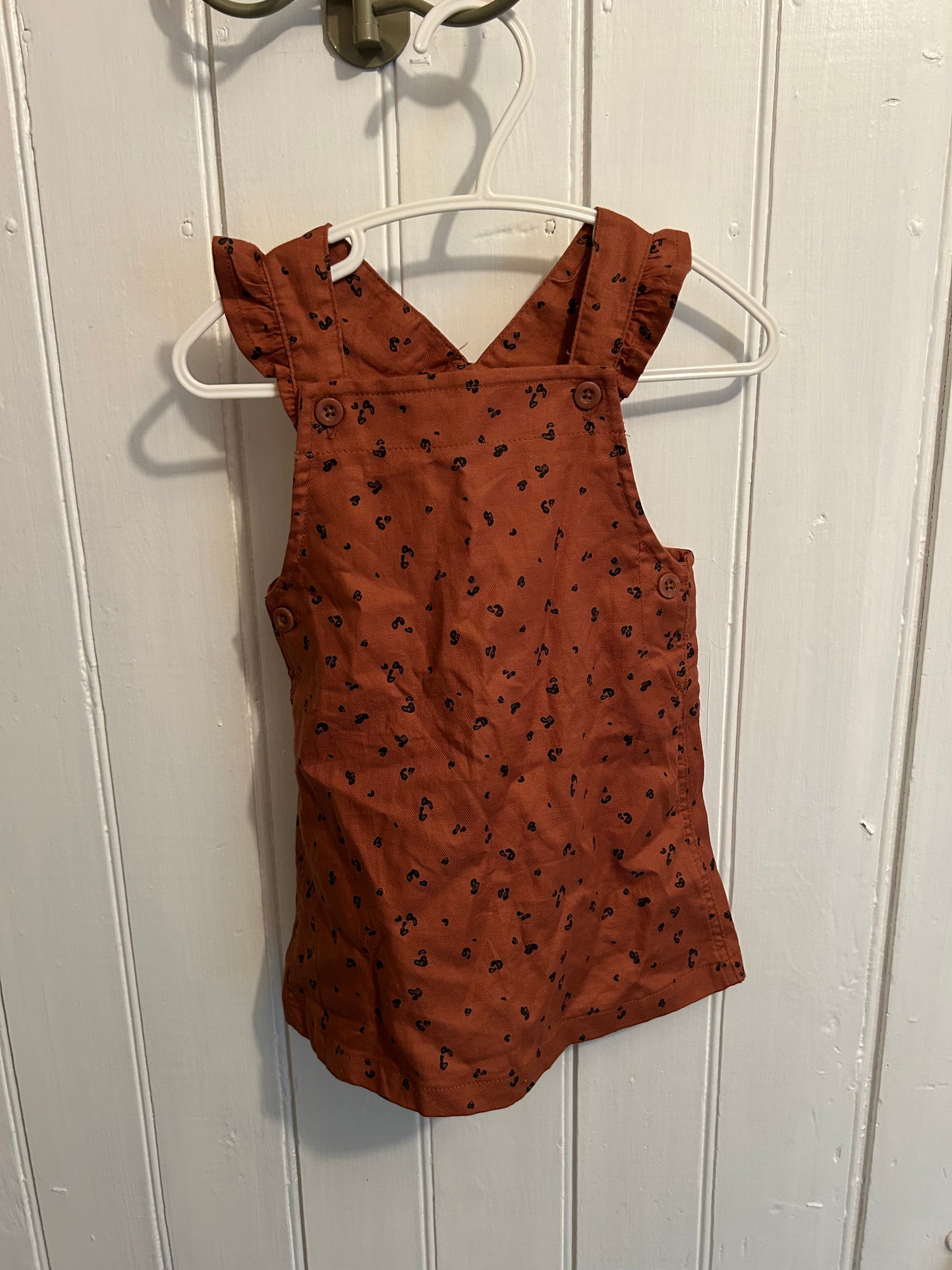 Carters 6/9m brown cheetah skirted overalls