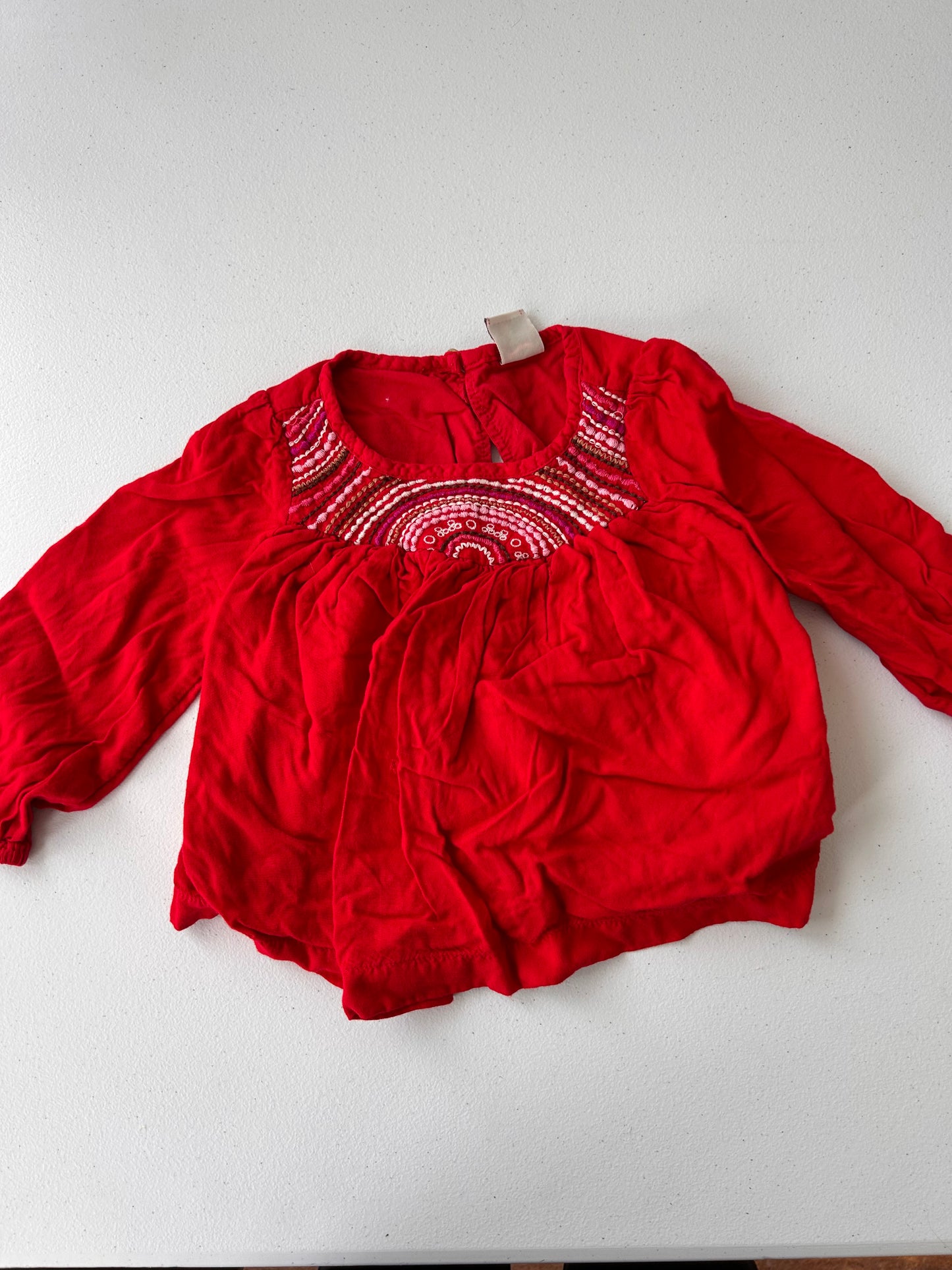 Old navy 2t red embroidered blouse