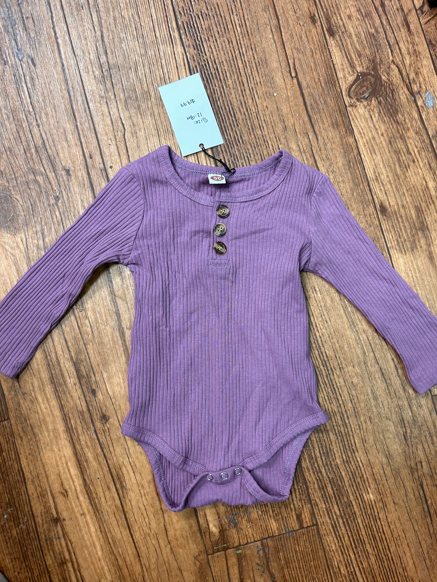 NEW Small shop 12/18m purple long sleeved onesie