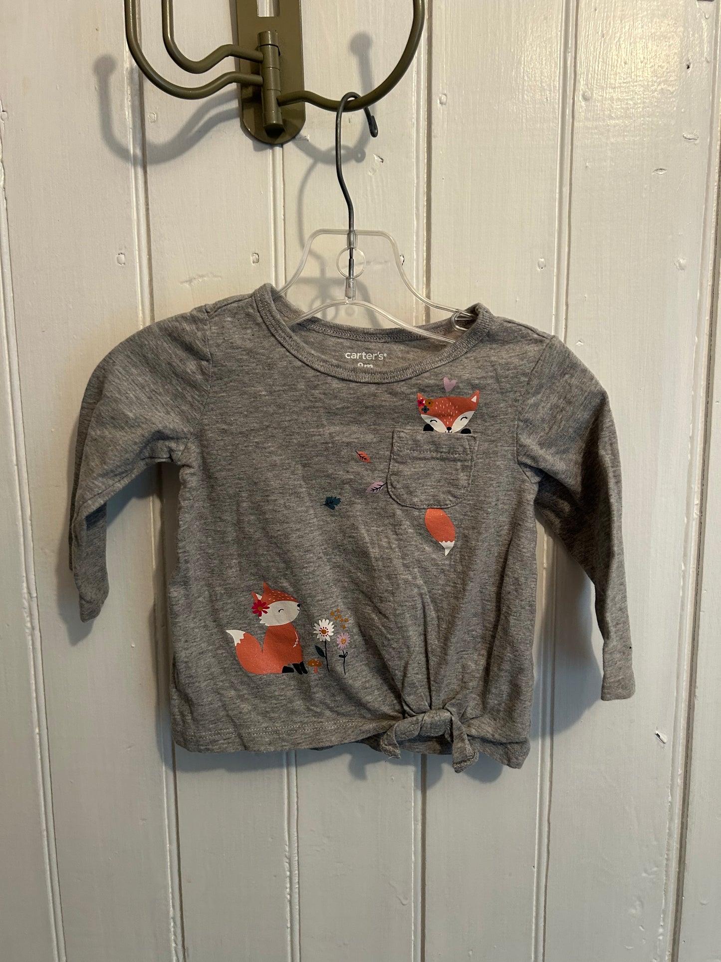 Carters 9m grey fox tie top