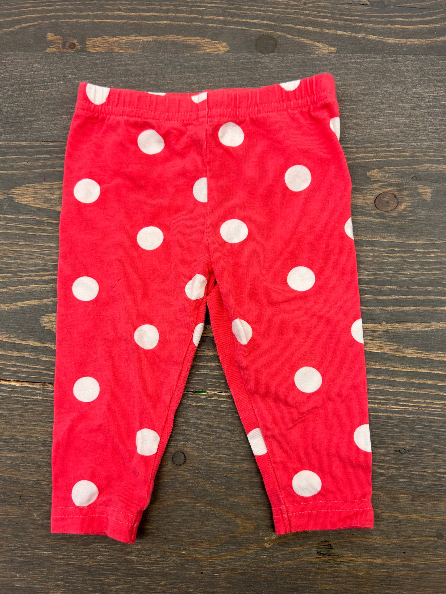 Carters 3/6m neon pink polka dot leggings