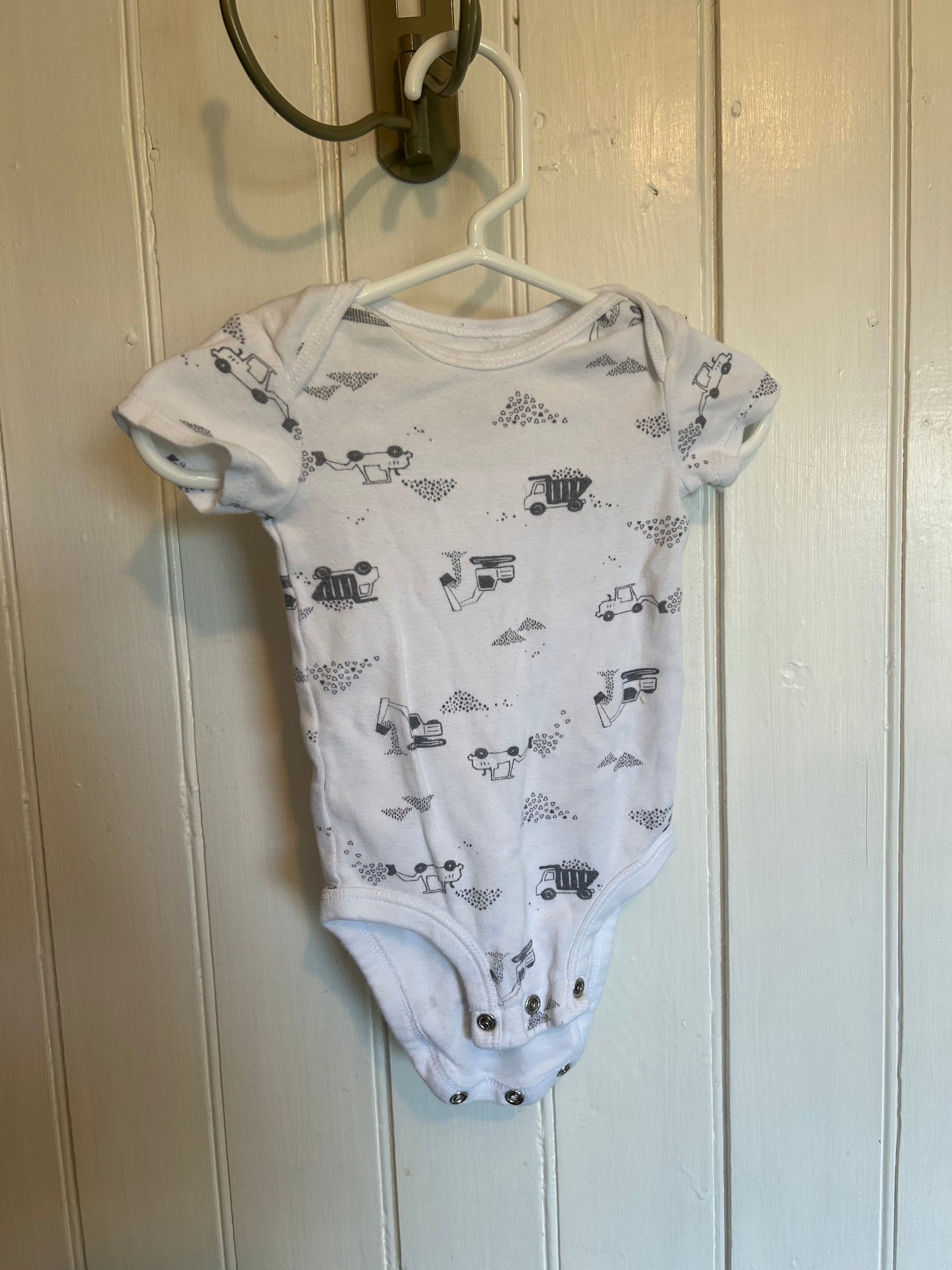 Carters 0/3m white & grey construction onesie