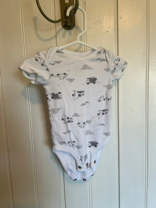 Carters 0/3m white & grey construction onesie