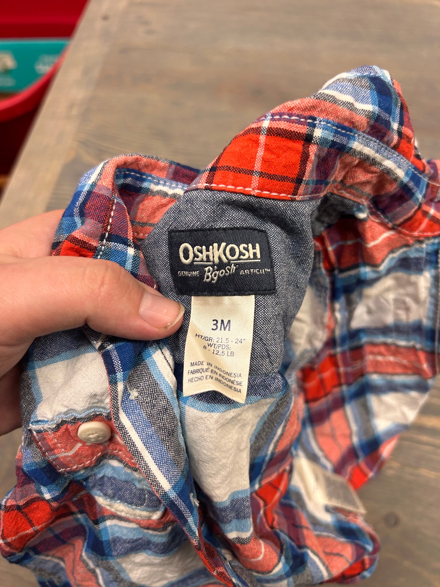 Oshkosh 3m red & blue flannel