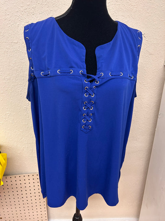 Nygard xl blue lace up tank blouse