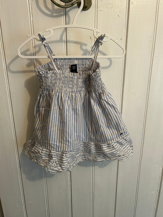 Tommy Hilfiger 6/9m blue striped floral lace dress
