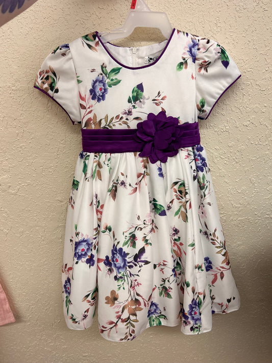 Cherry train 12m purple floral dress