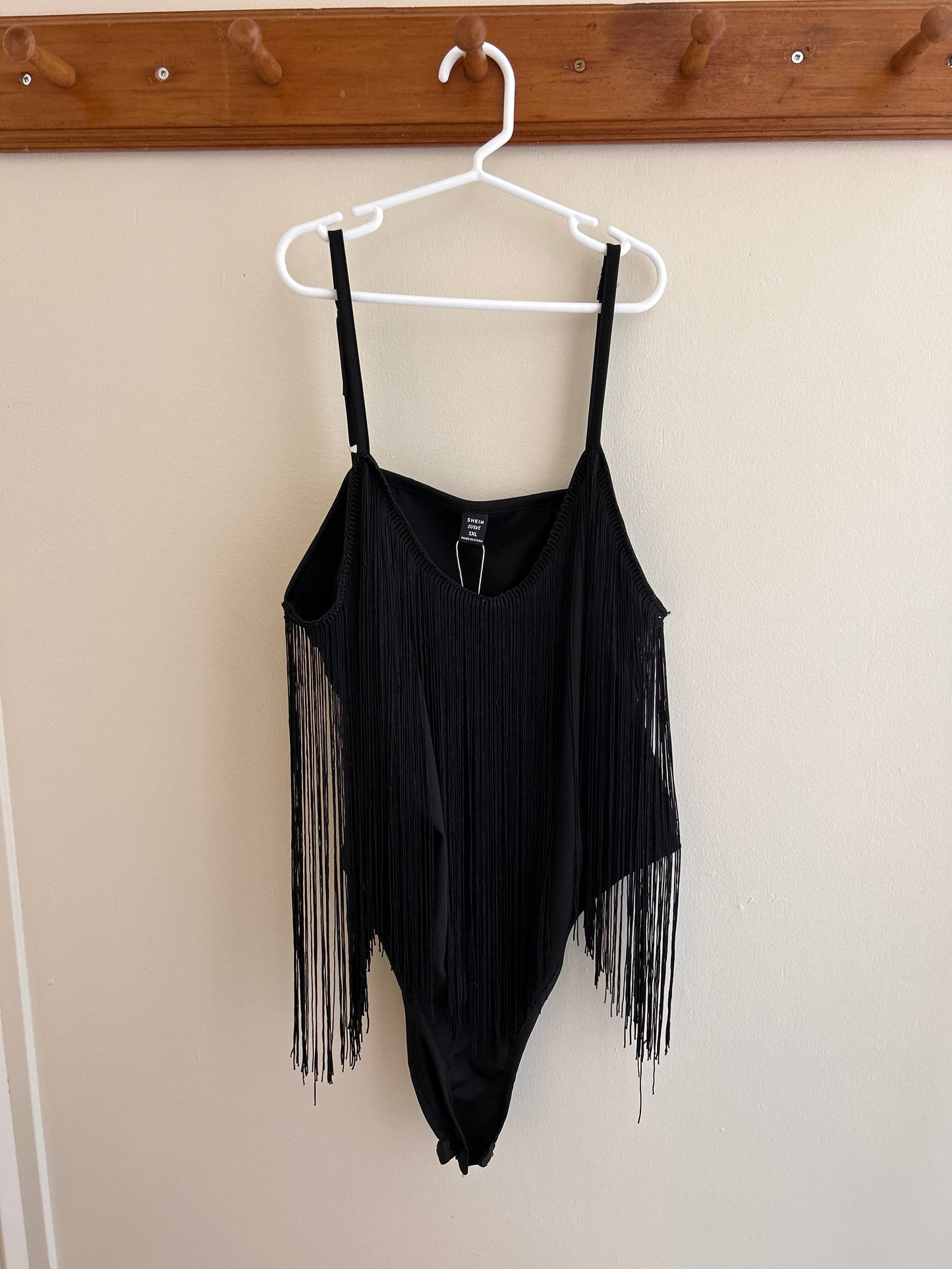 NEW SHEIN 1x black fringe bodysuit