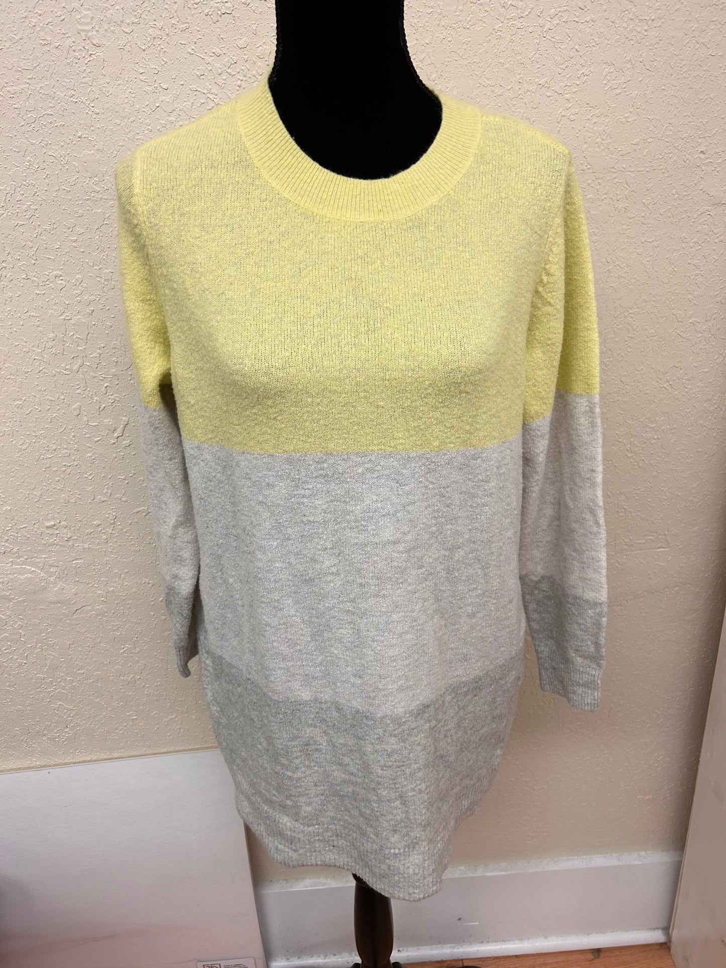 Joe fresh medium grey & yellow colourblock sweater