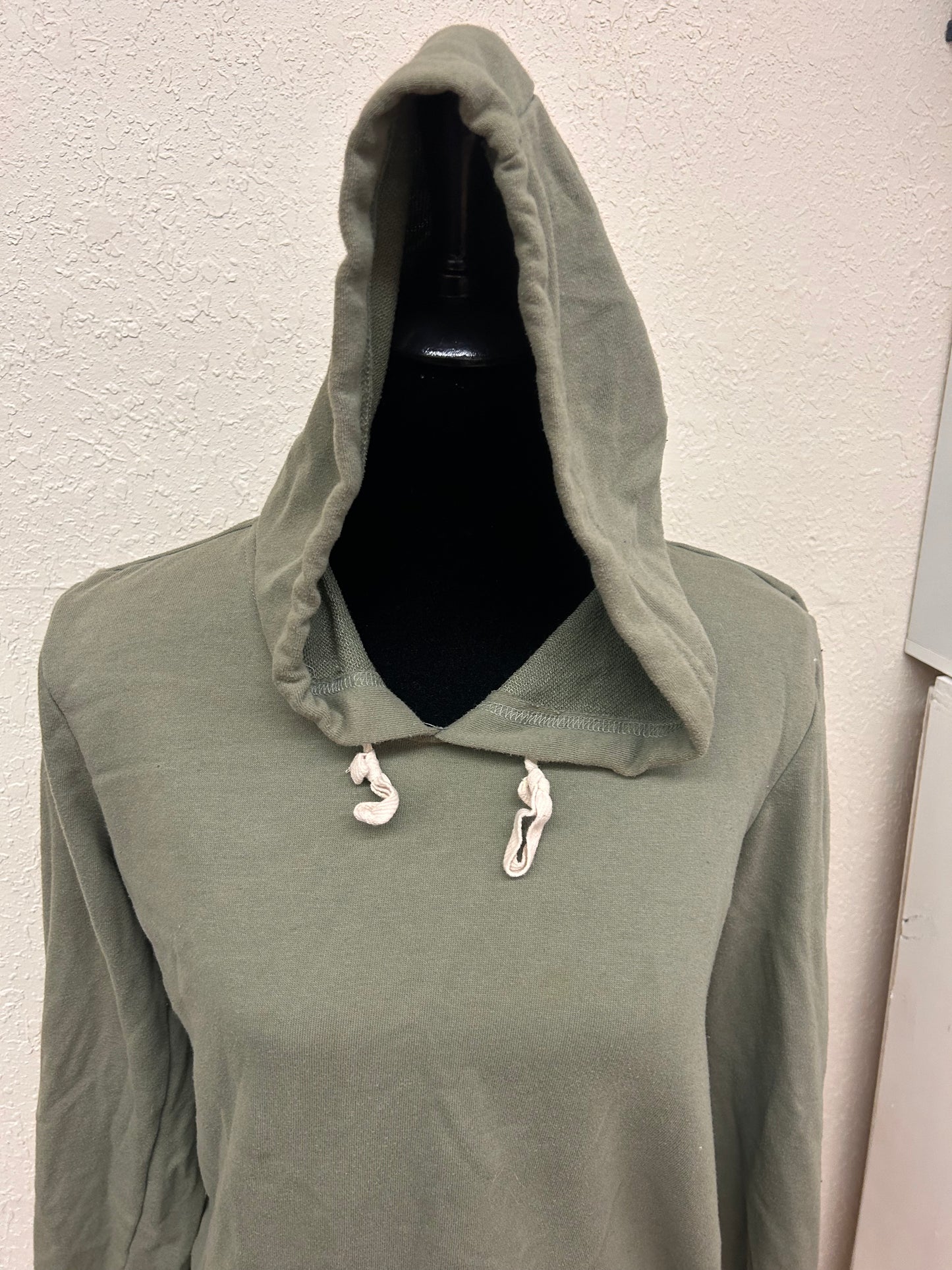 Cable & gauge medium green lace up back hoodie