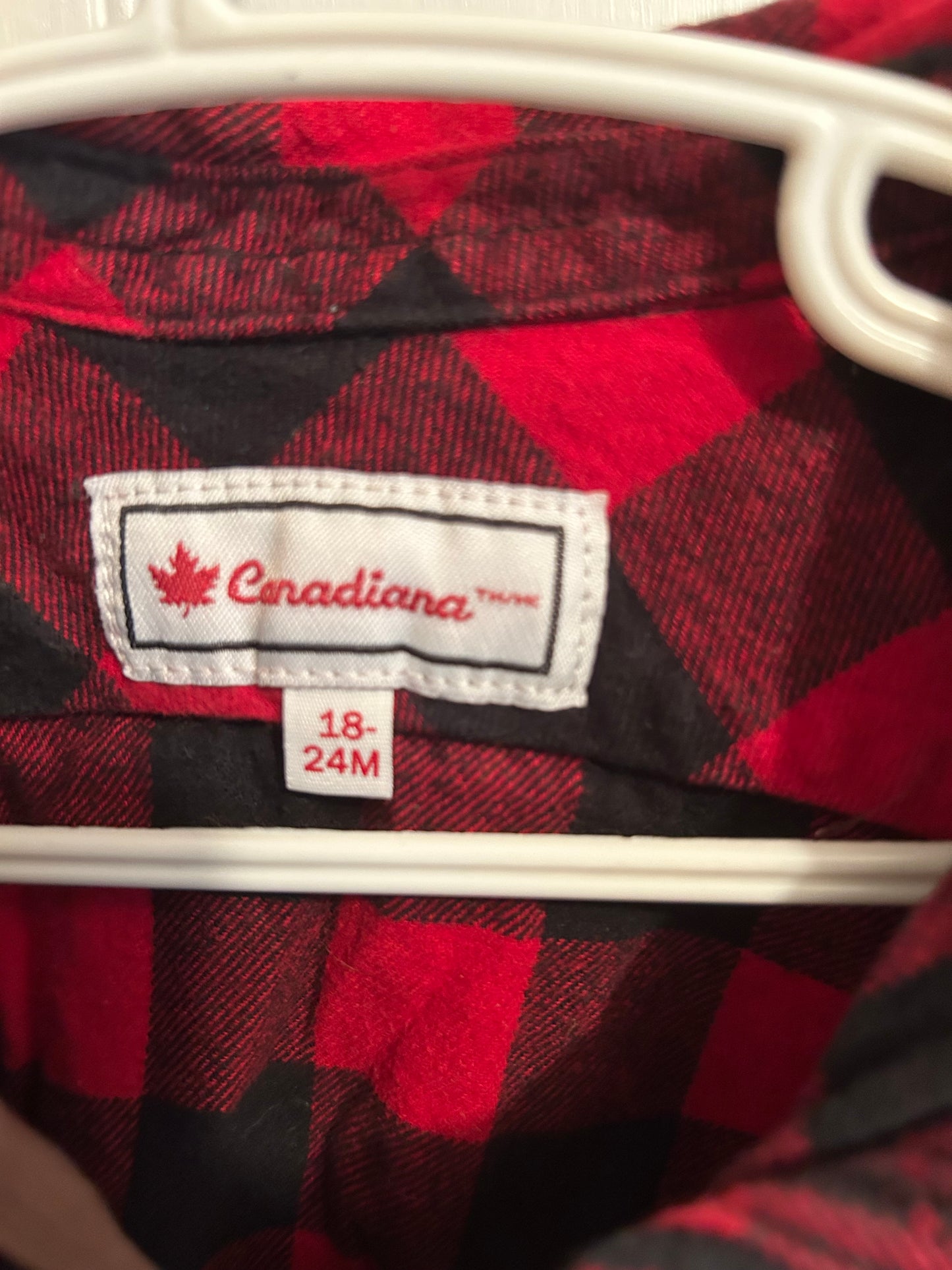 Canadian 18/24m red gingham flannel