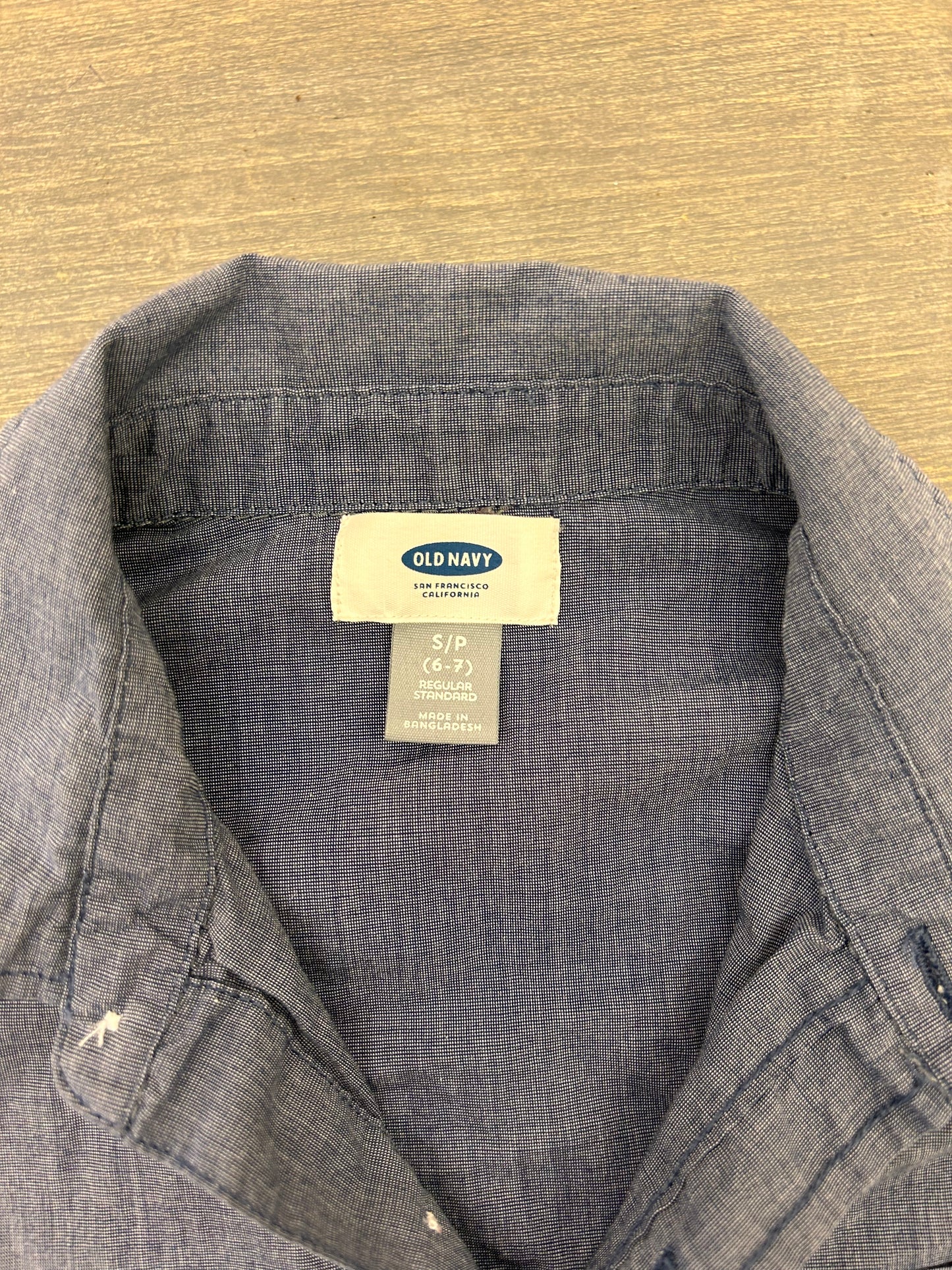 Old navy 6/7 navy button up shirt