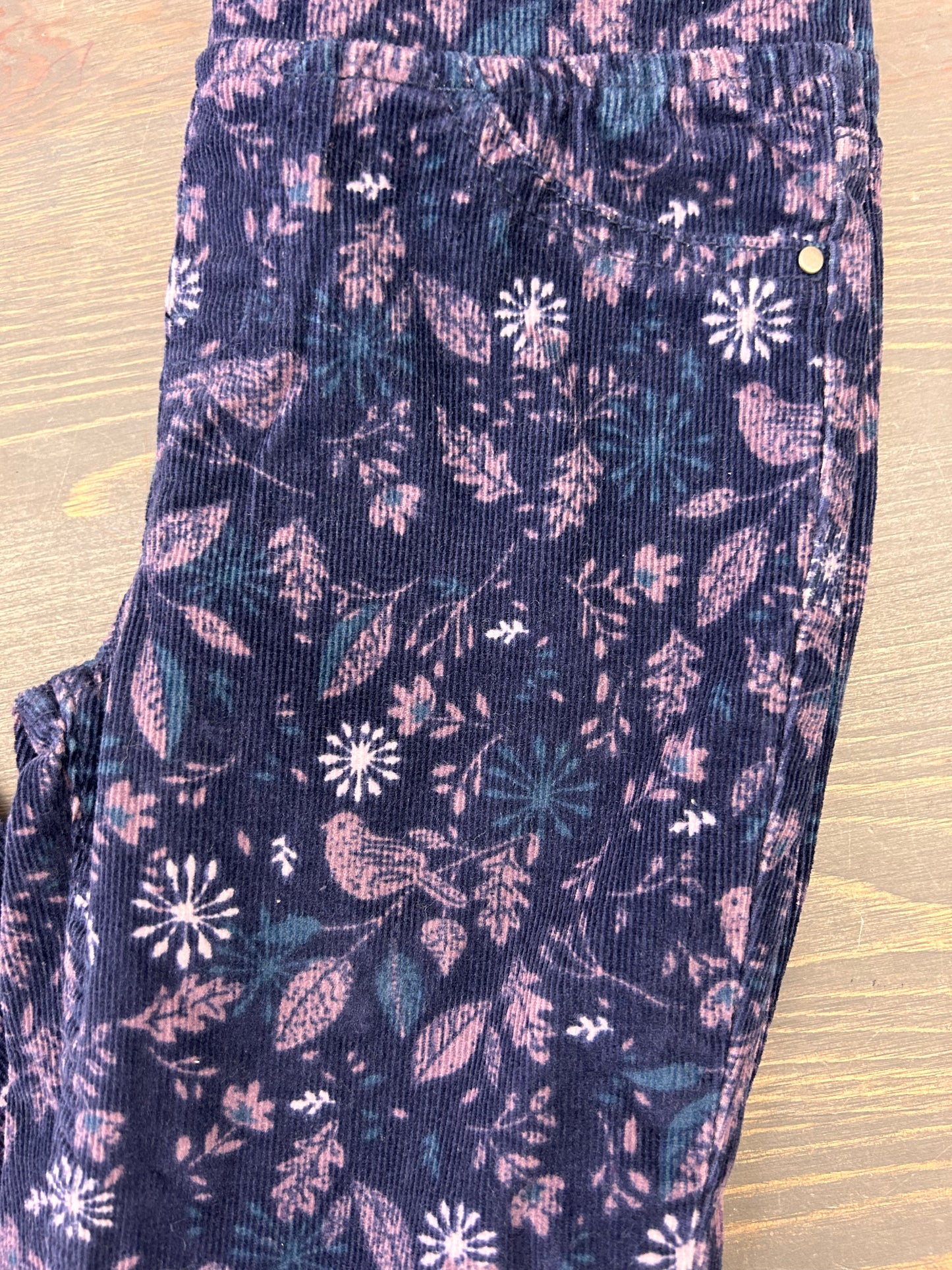 George 8 purple floral corduroy pants