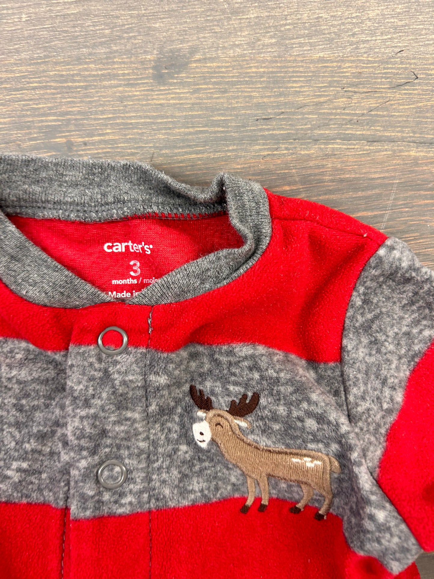 Carters 3m red striped deer sleeper