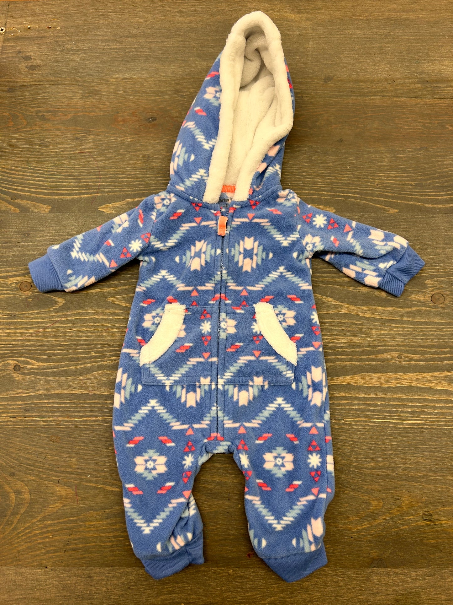 Carters newborn purple Aztec fleece bunting suit