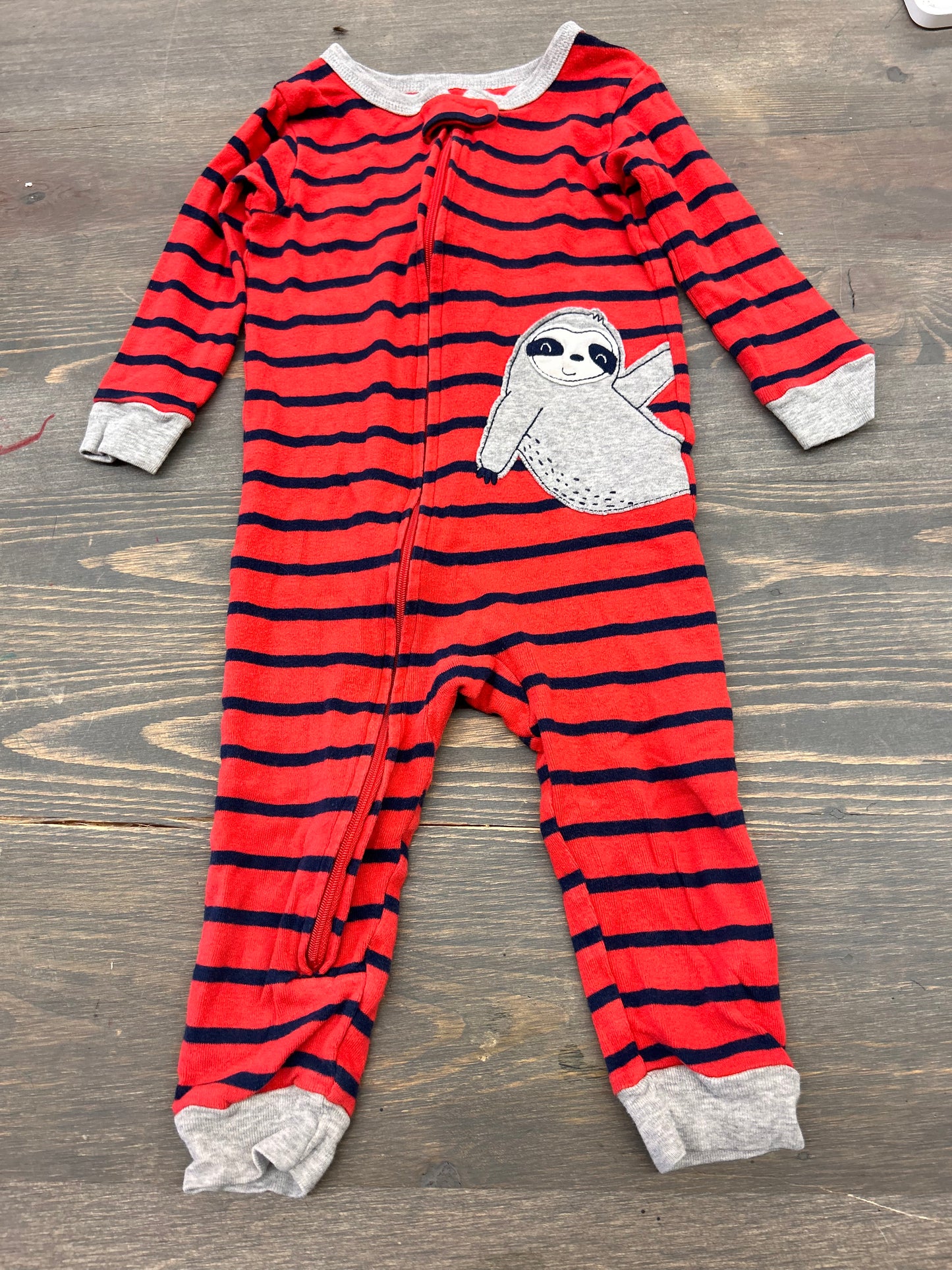 Carters 18m red striped sloth footless sleeper