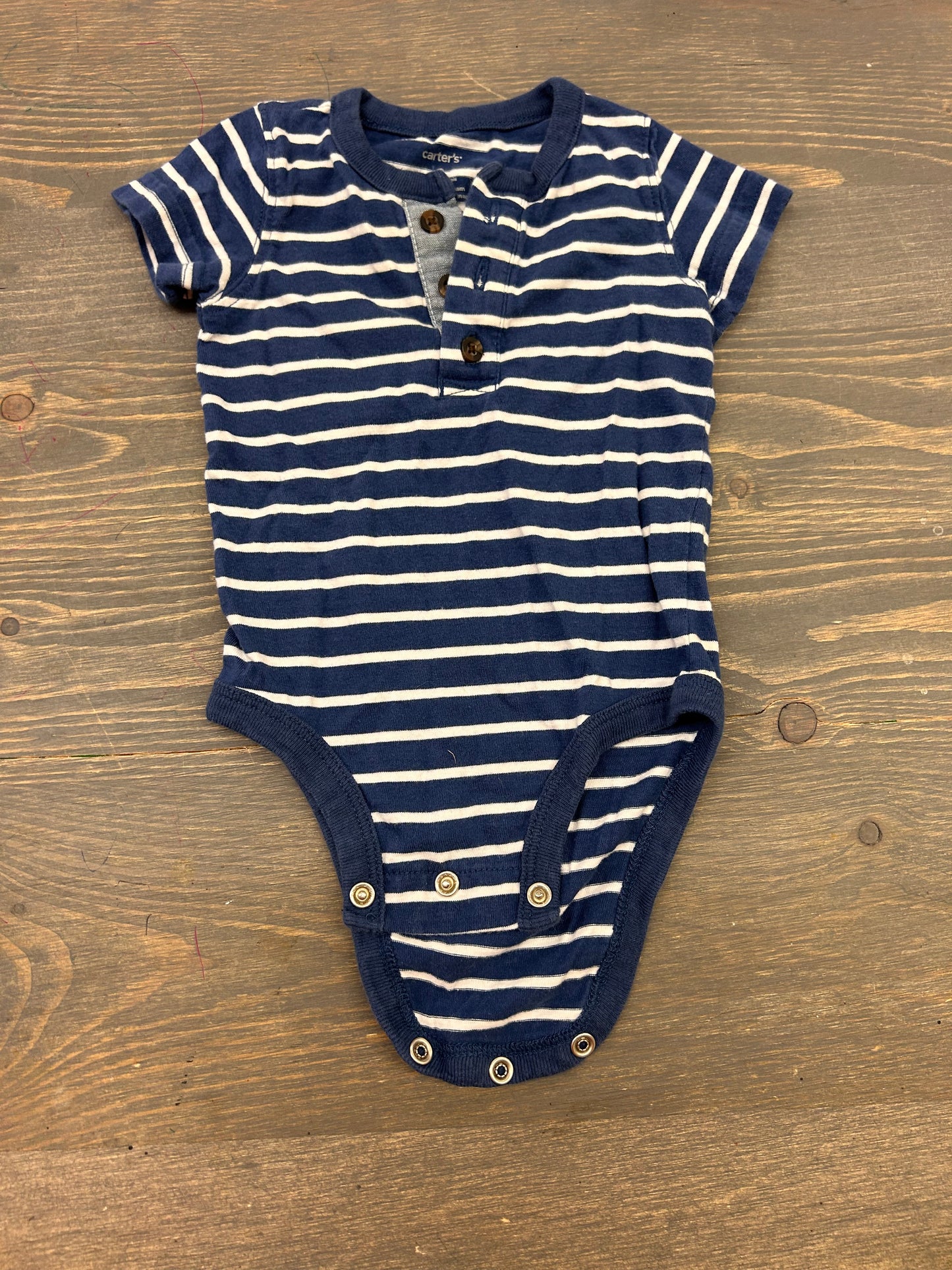 Carters 3m blue striped onesie