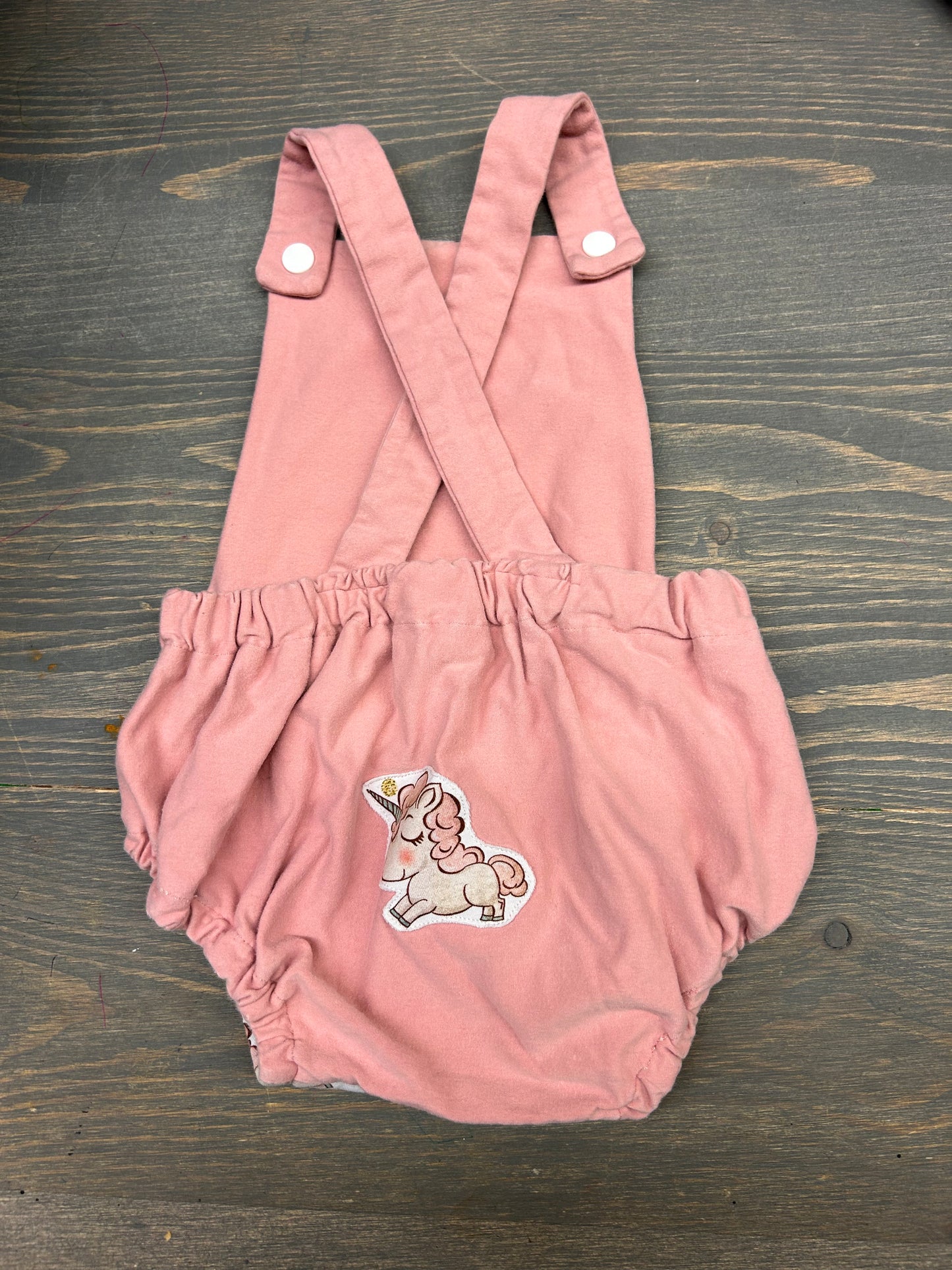 Sew Ashleigh 6/9m pink unicorn bubble romper