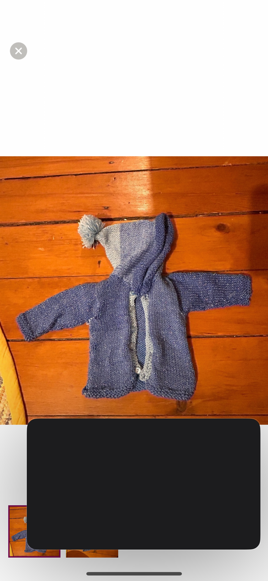 Handmade 6m blue glittery cardigan