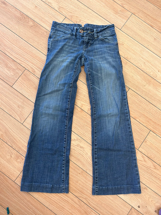 American eagle 0 medium wash low rise flare leg jeans