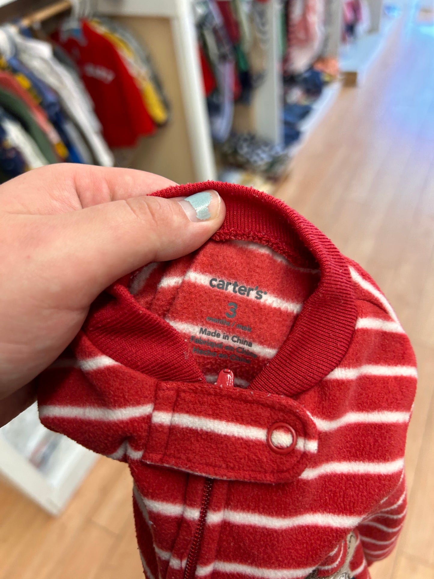 Carters 3m red striped deer sleeper