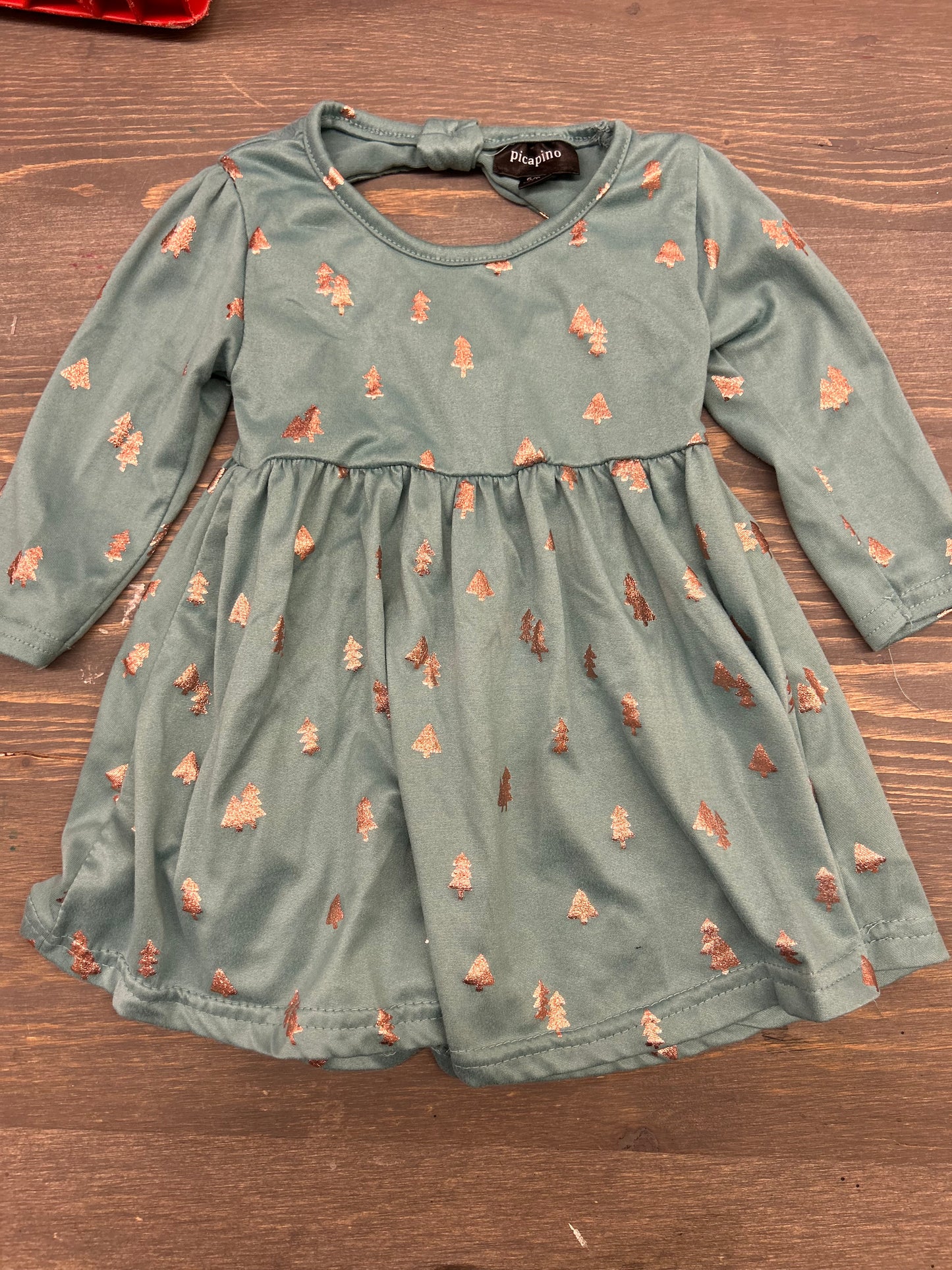 Picapino 6/9m green tree dress