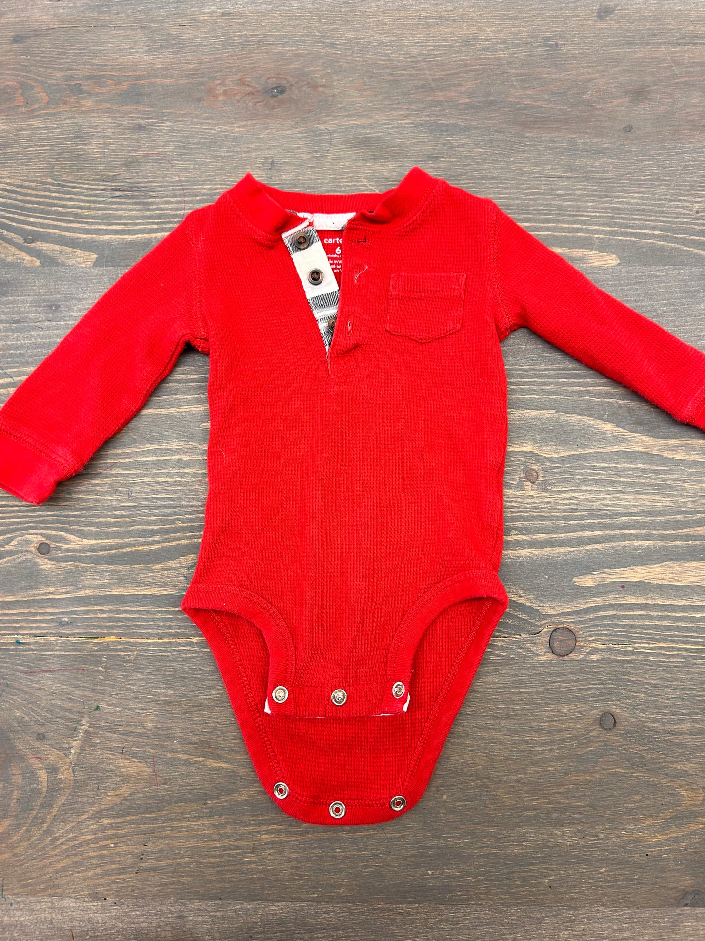 Carters 6m red waffle knit onesie