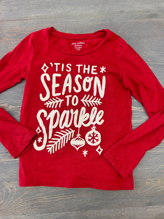 Joe fresh red Christmas sparkle long sleeve shirt