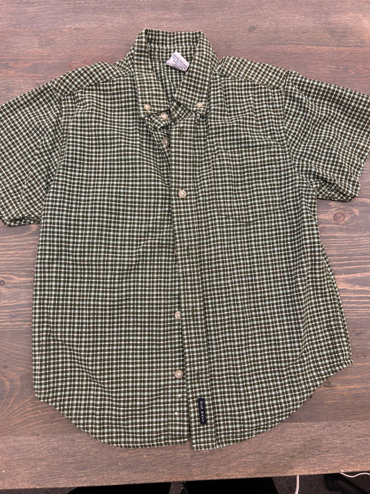 Old navy 6 green plaid short sleeve shirt