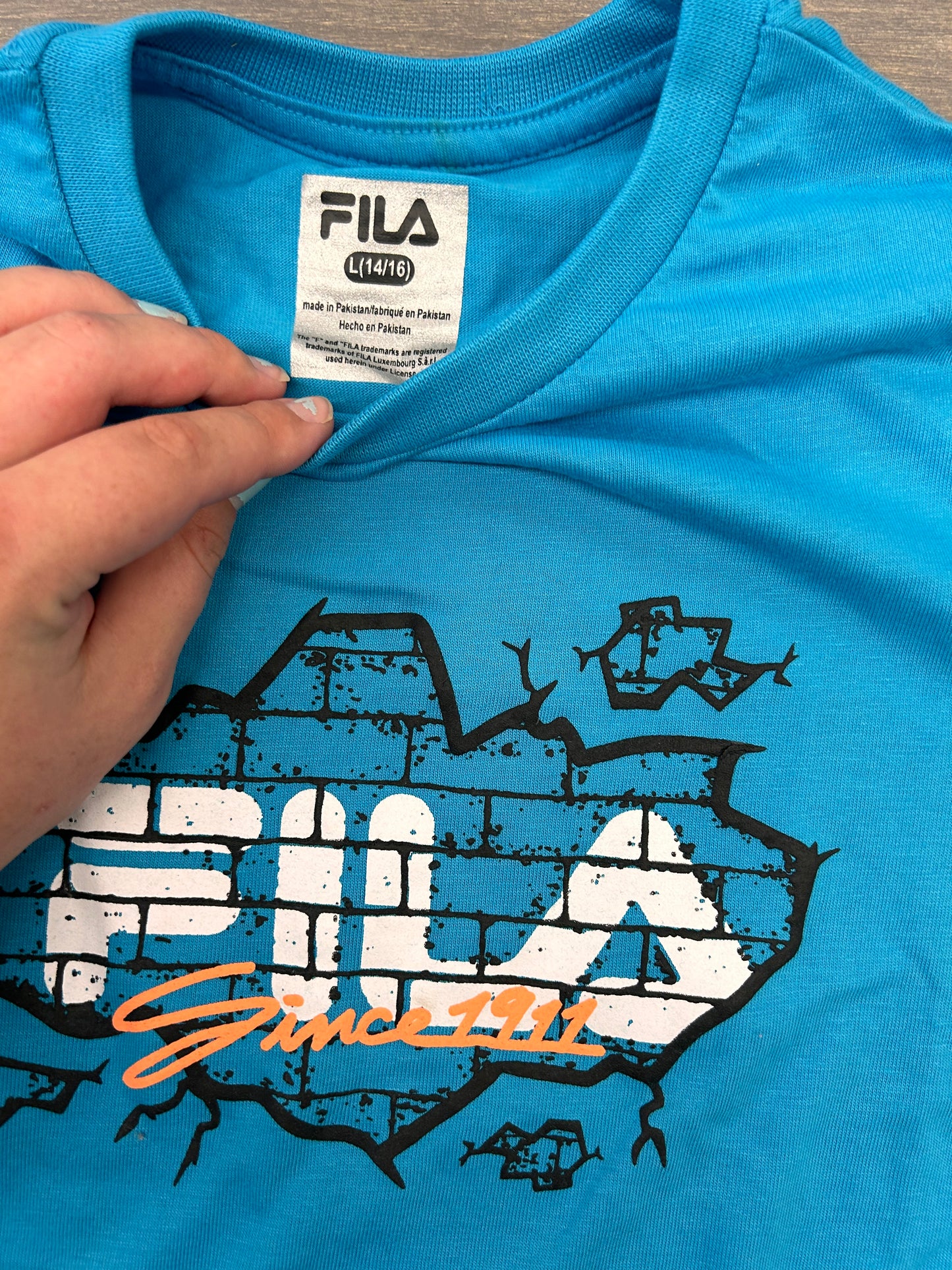 NEW Fila 14/16 teal graphic T-shirt