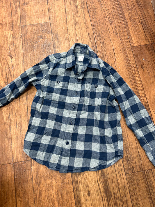 Gap small grey & blue gingham flannel