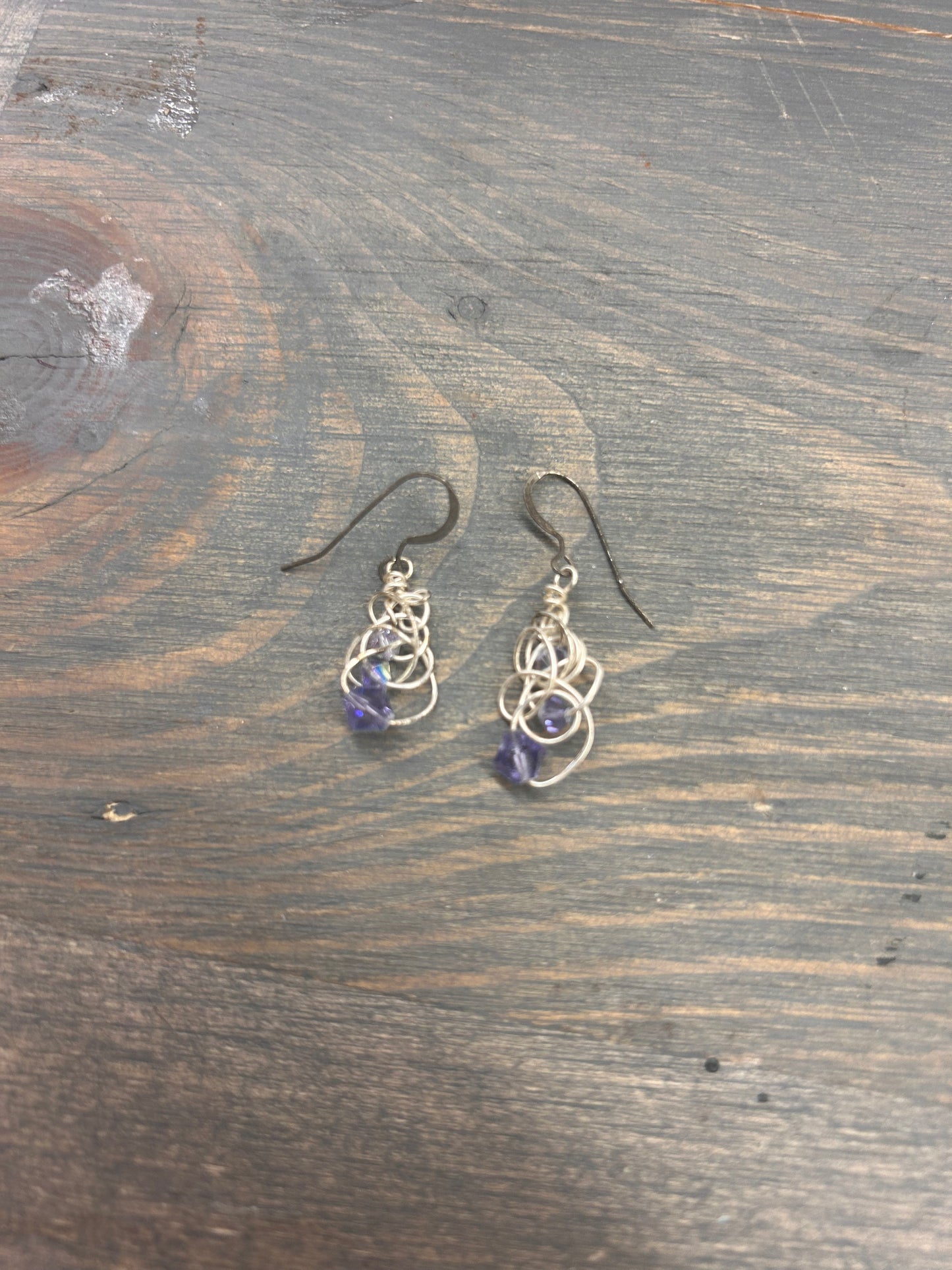 Silver & purple gemstone Earrings