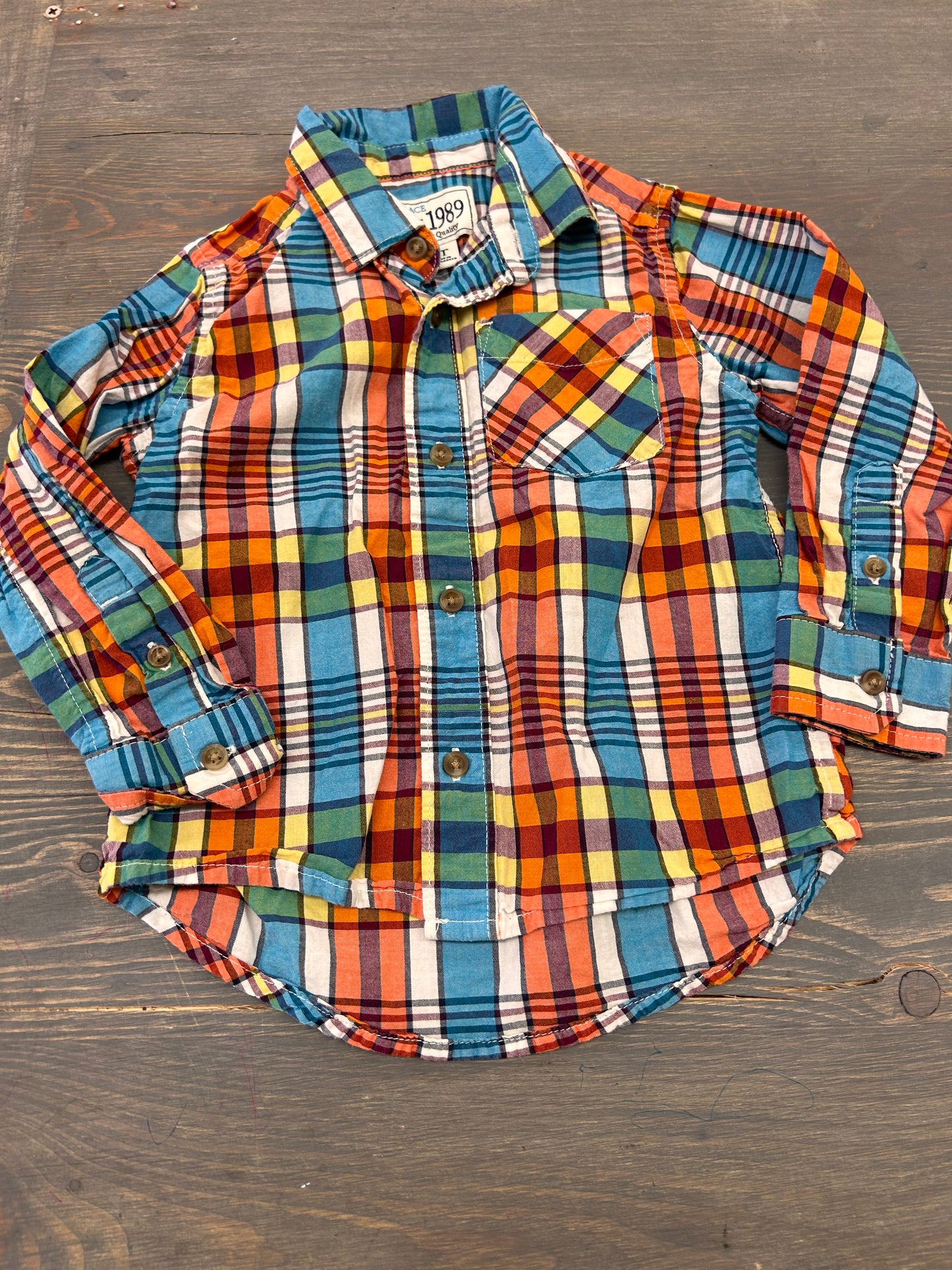 Children’s place 2t multicoloured plaid onesie