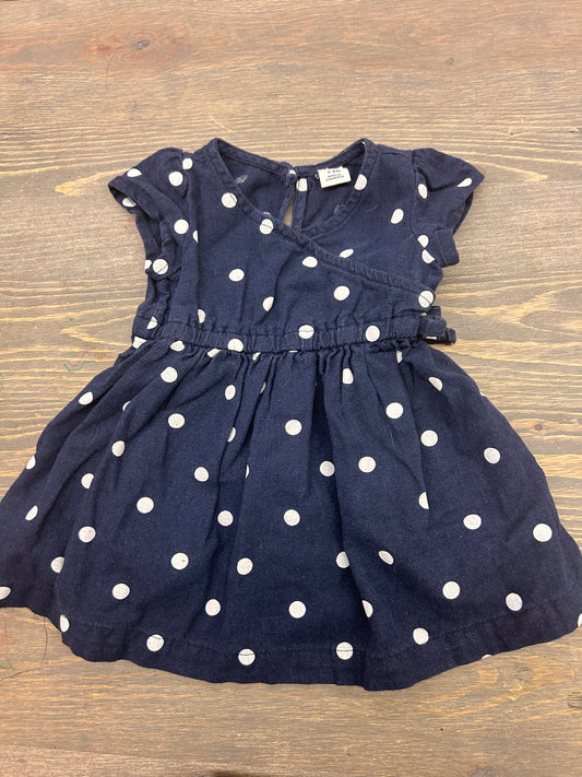 Old navy 3/6m navy blue polka dot wrap dress