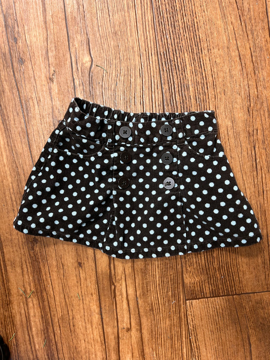 Gymboree 18/24m blue & brown polka dot skirt