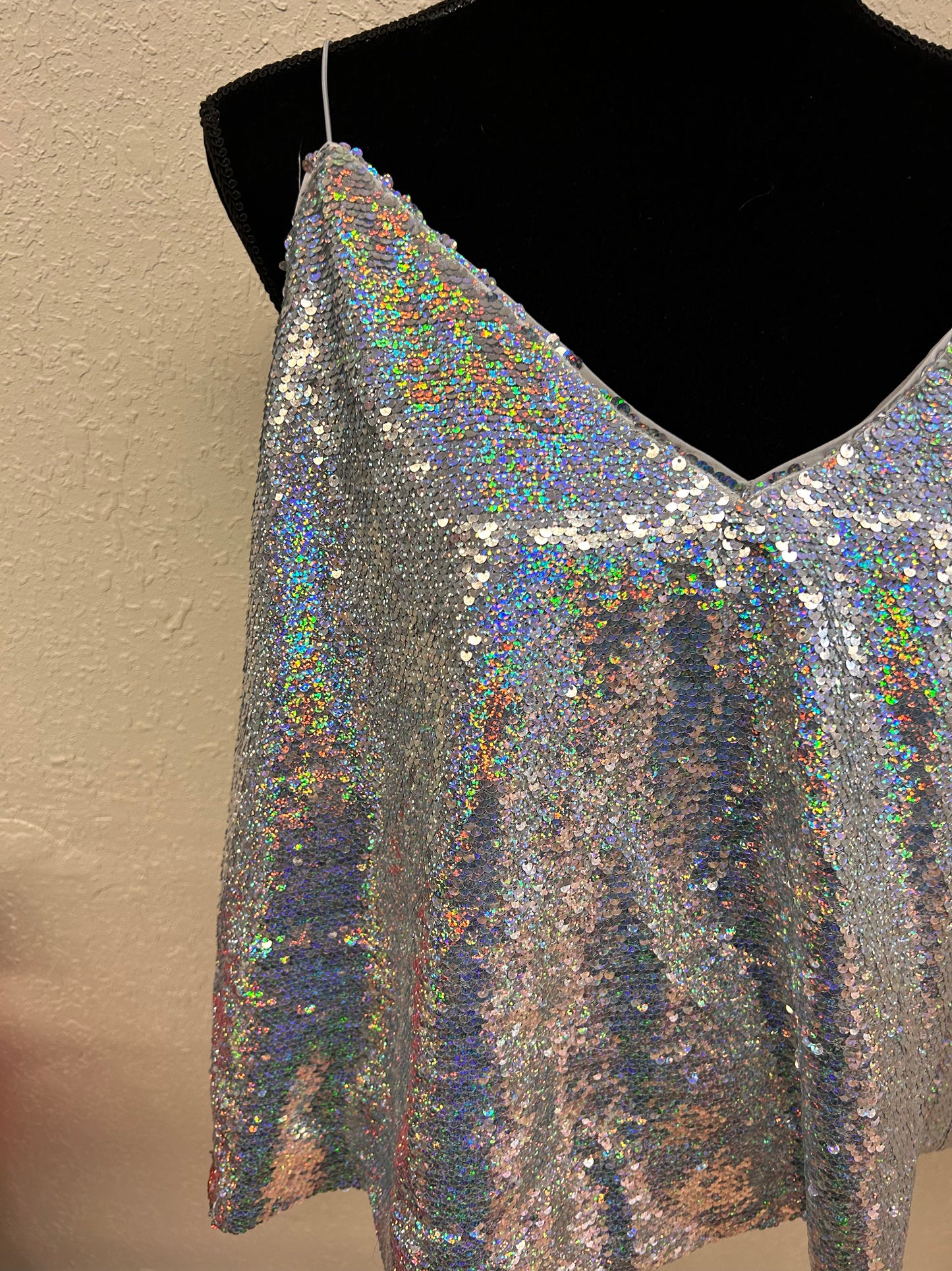 NEW asos US 16 silver sequin tank top