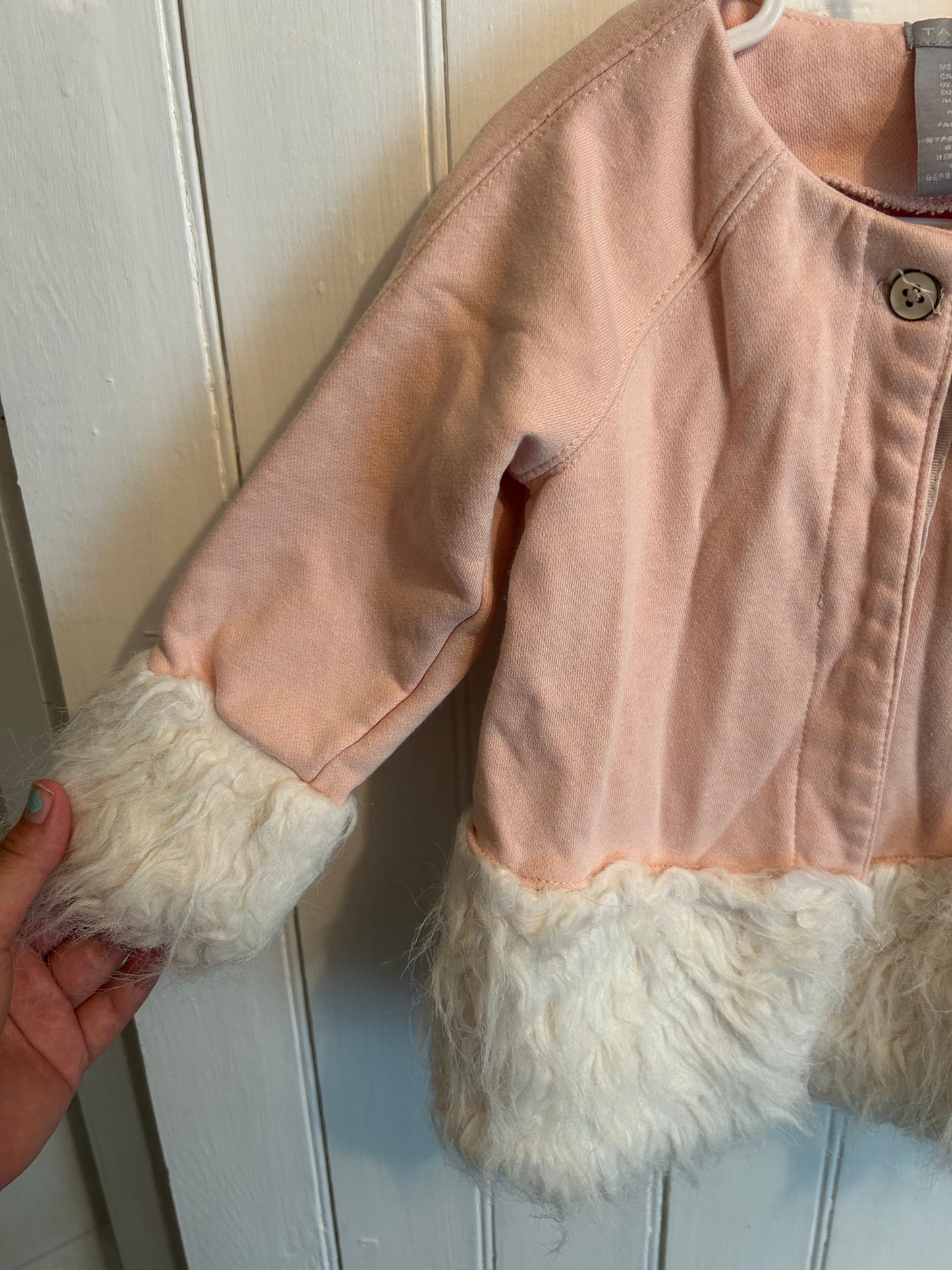 Tahari 3t pink faux fur jacket